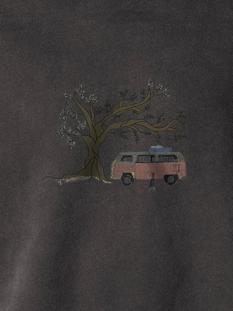 Olive Tree Camper  - Stonewashed Hoodie