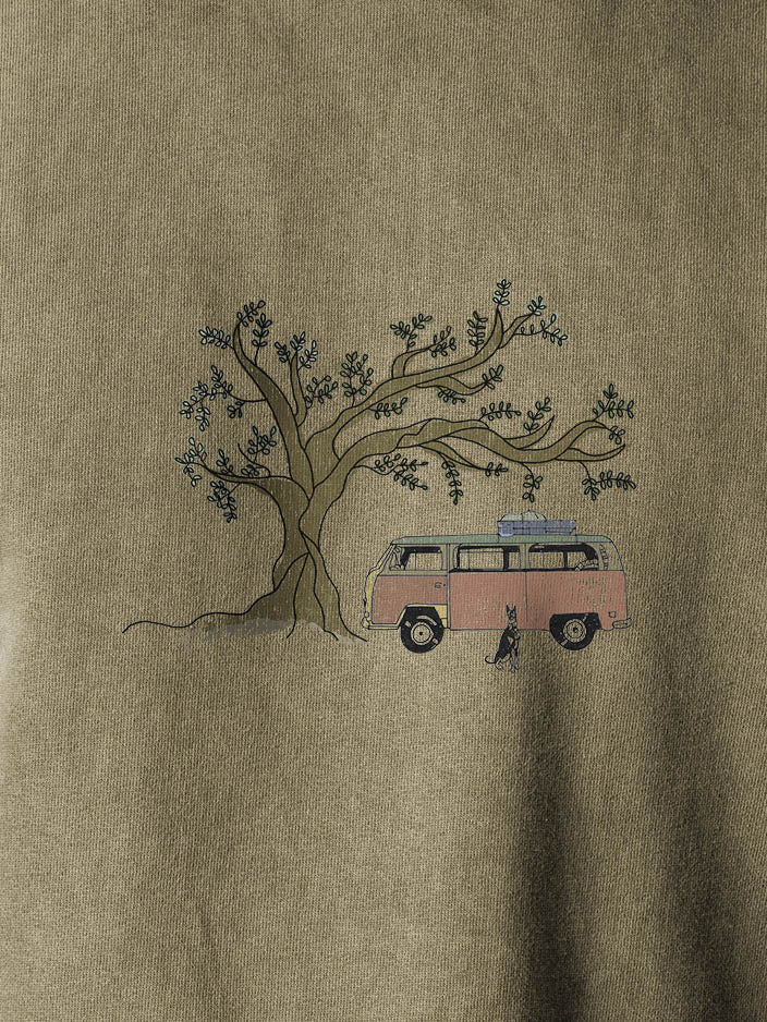 Olive Tree Camper  - Stonewashed Hoodie