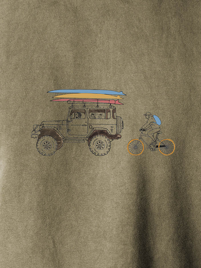 Surf Jeep & Cyclist  - Stonewashed Hoodie