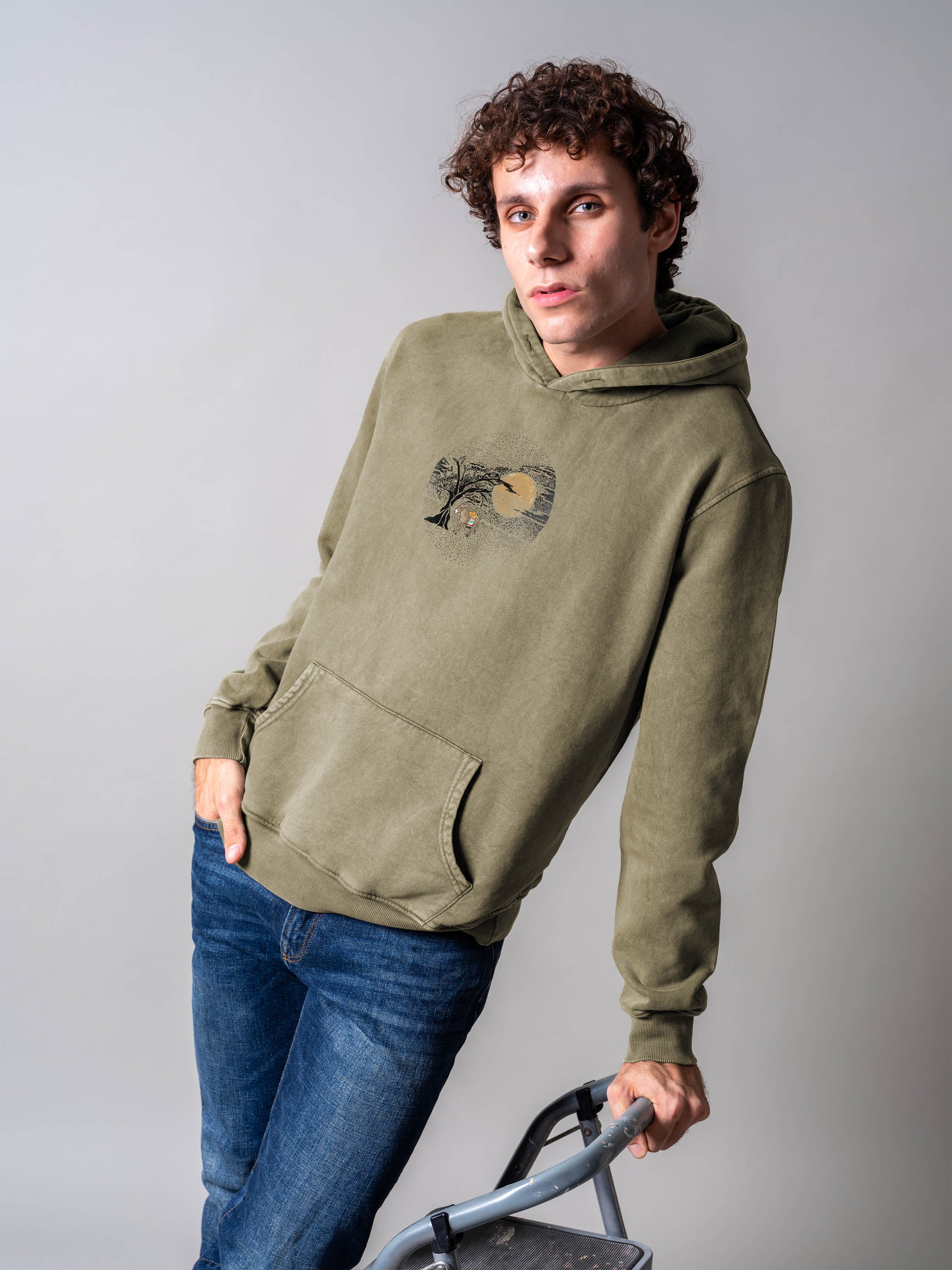 Moonlit Olive Grove  - Stonewashed Hoodie