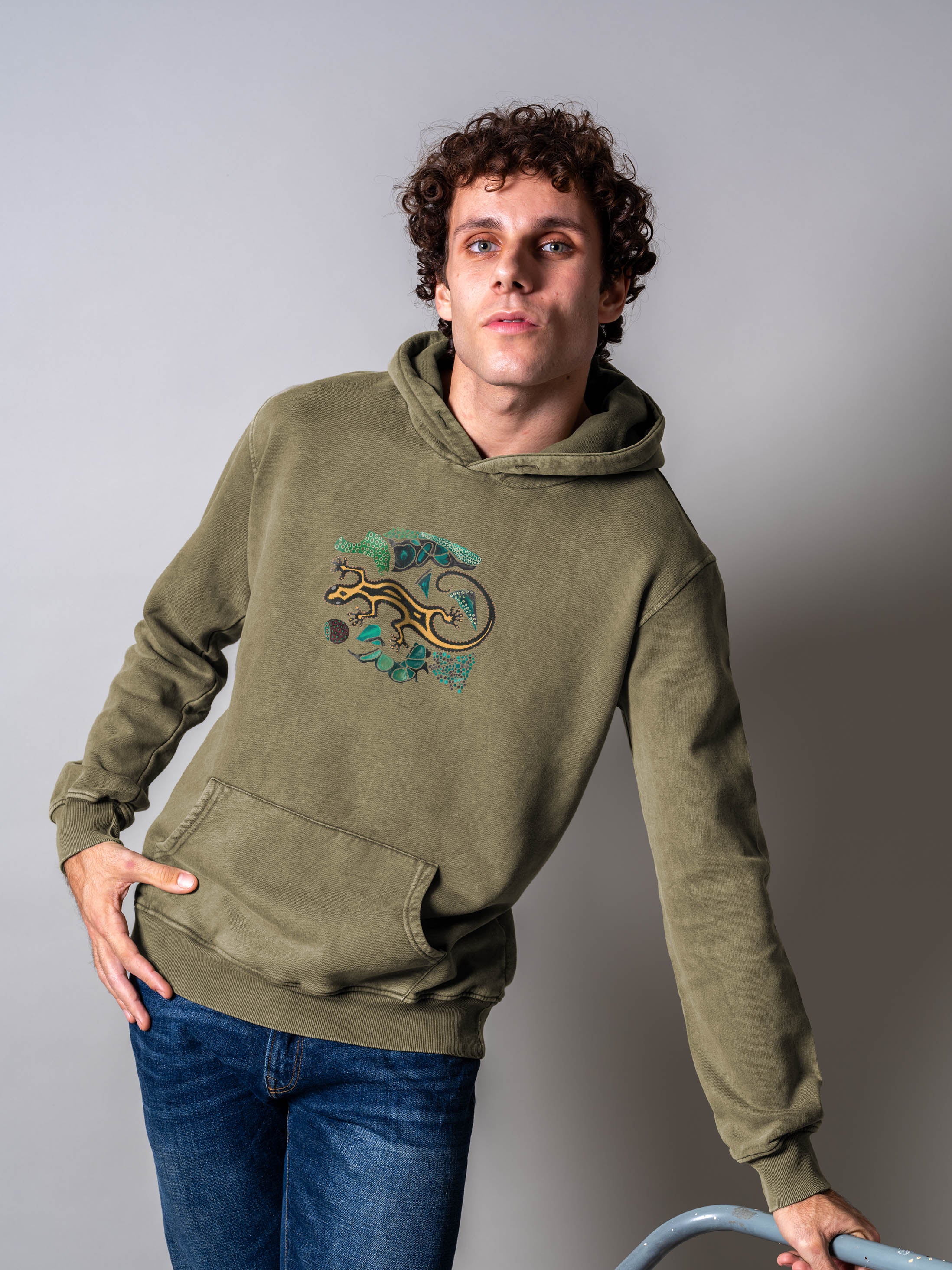 Mosaic Gecko - Stonewashed Hoodie