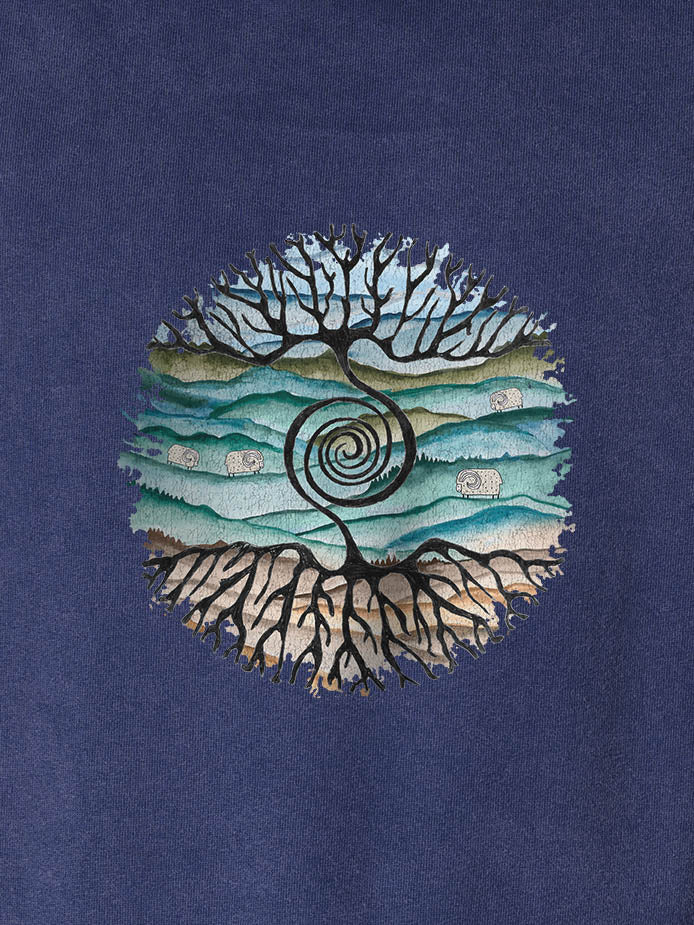 Tree rooted in Cretan landscape - Stonewashed Hoodie