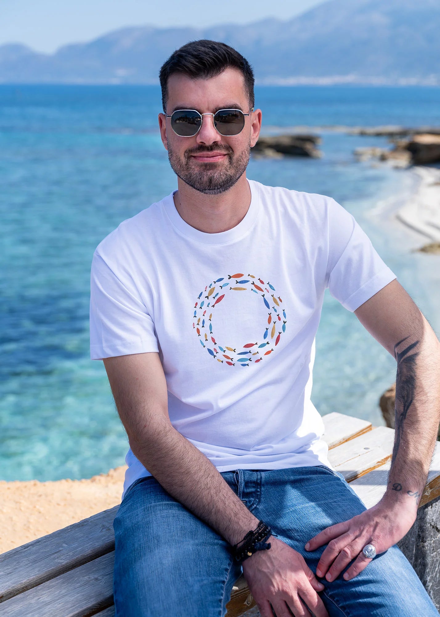 Aegean Fish Circle - T-Shirts
