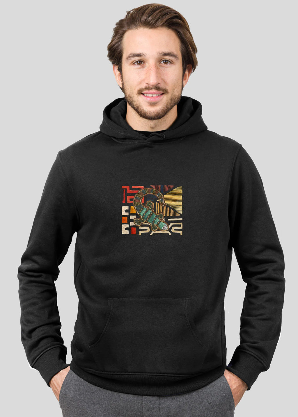 Lizard on abstract - Hoodies