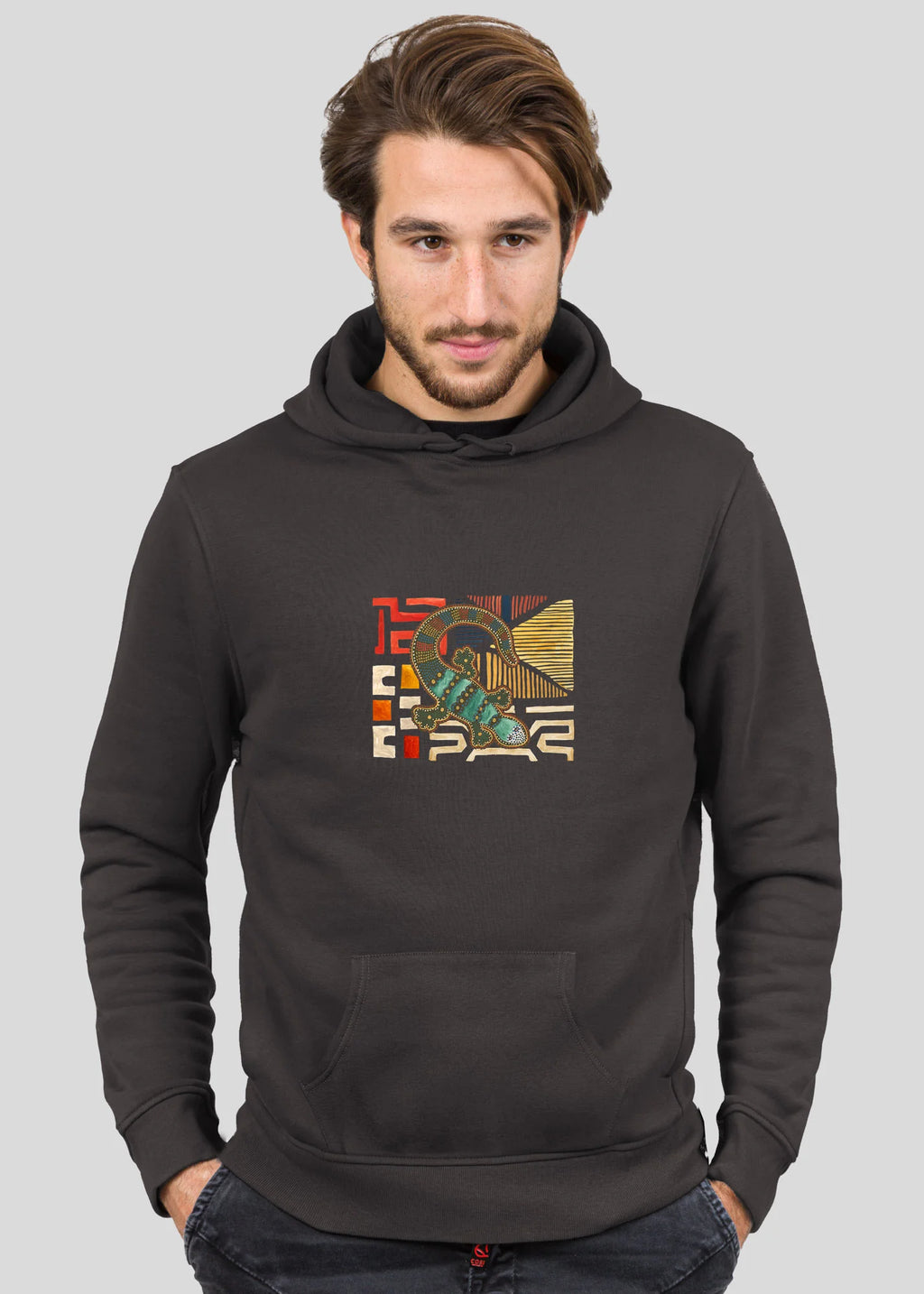 Lizard on abstract - Hoodies