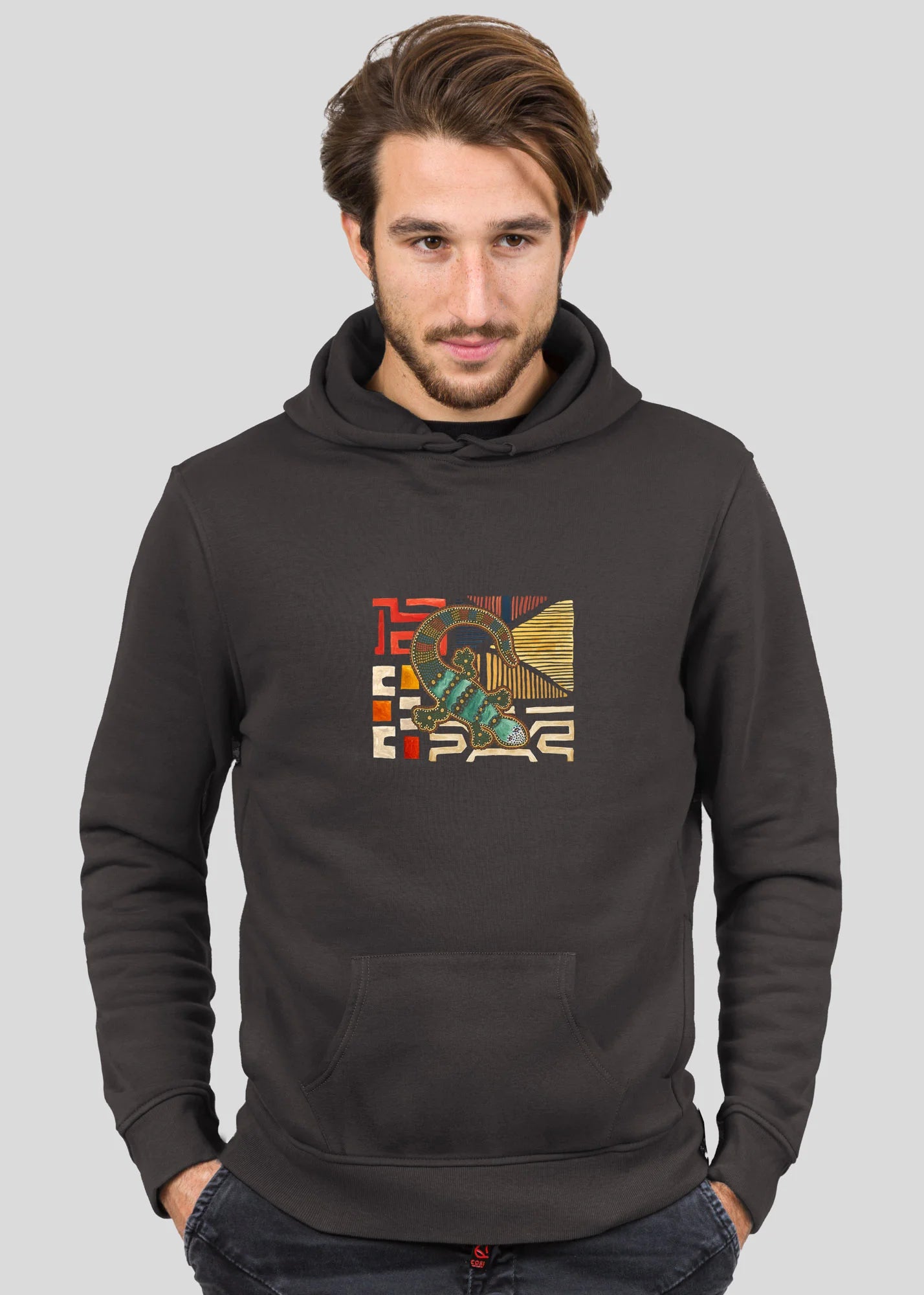 Lizard on abstract - Hoodies