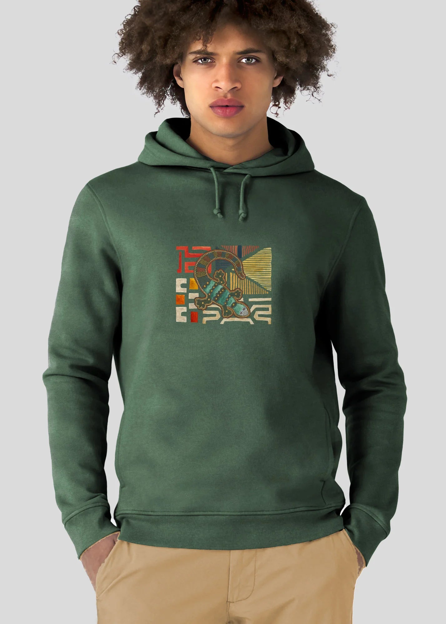 Lizard on abstract - Hoodies