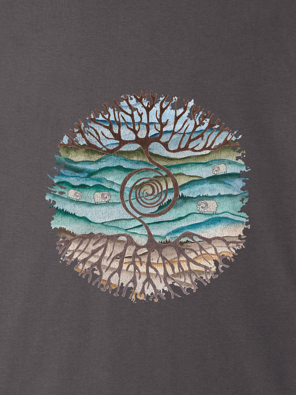 Tree rooted in Cretan landscape - T-Shirts