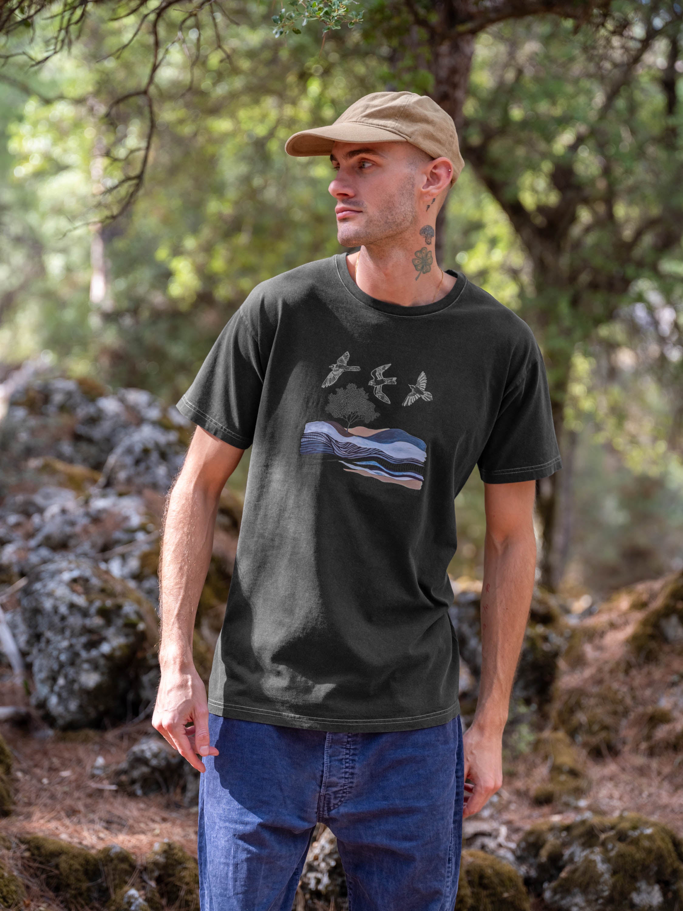 Abstract Mountain & Sea Landscape Art - Stonewashed T-Shirts