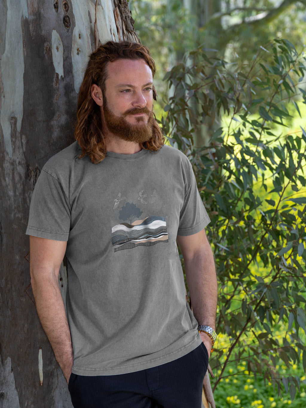 Abstract Mountain & Sea Landscape Art - Stonewashed T-Shirts