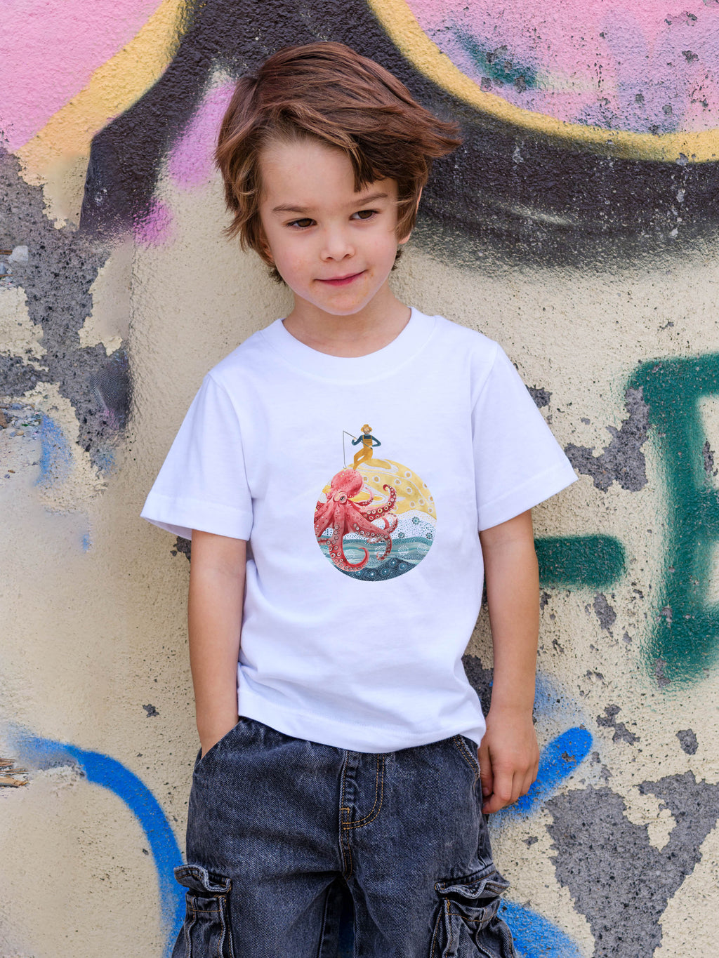Octopus Moon Ocean - T-Shirts