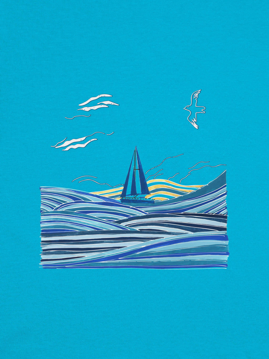 Sailboat on Blue Waves - T-Shirts