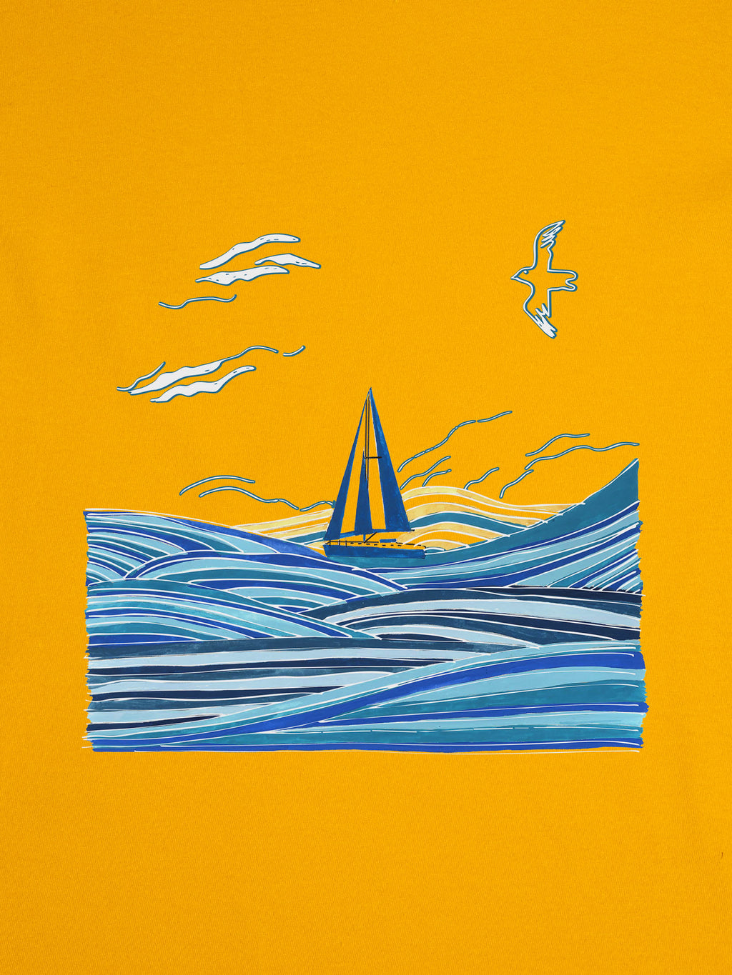 Sailboat on Blue Waves - T-Shirts