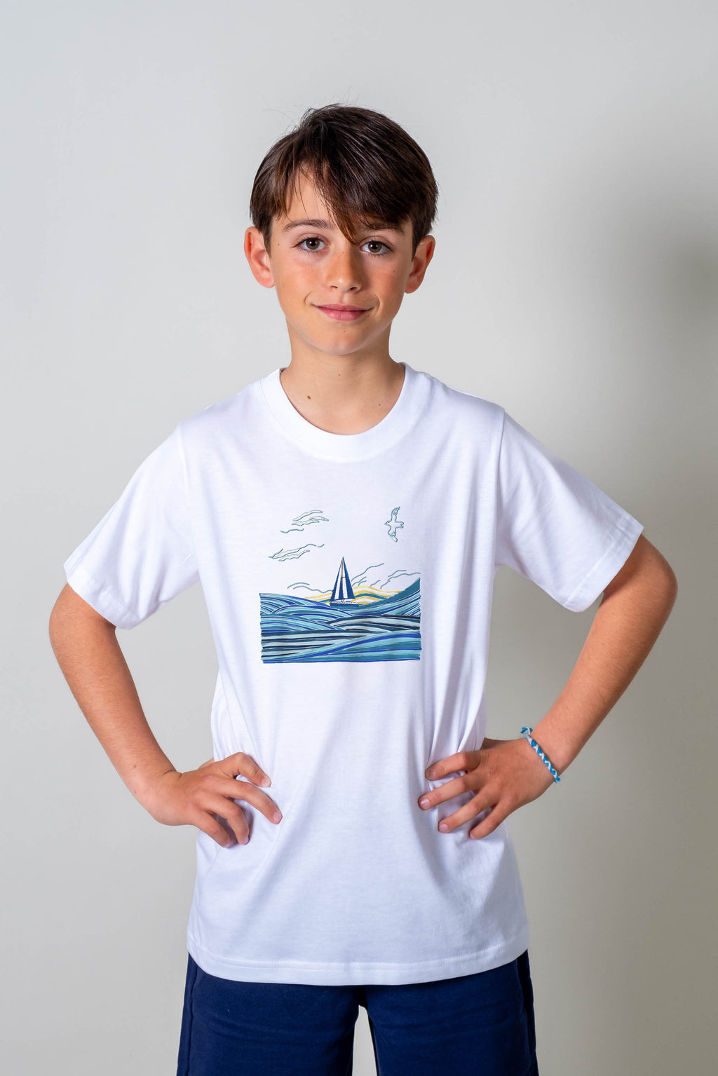 Sailboat on Blue Waves - T-Shirts