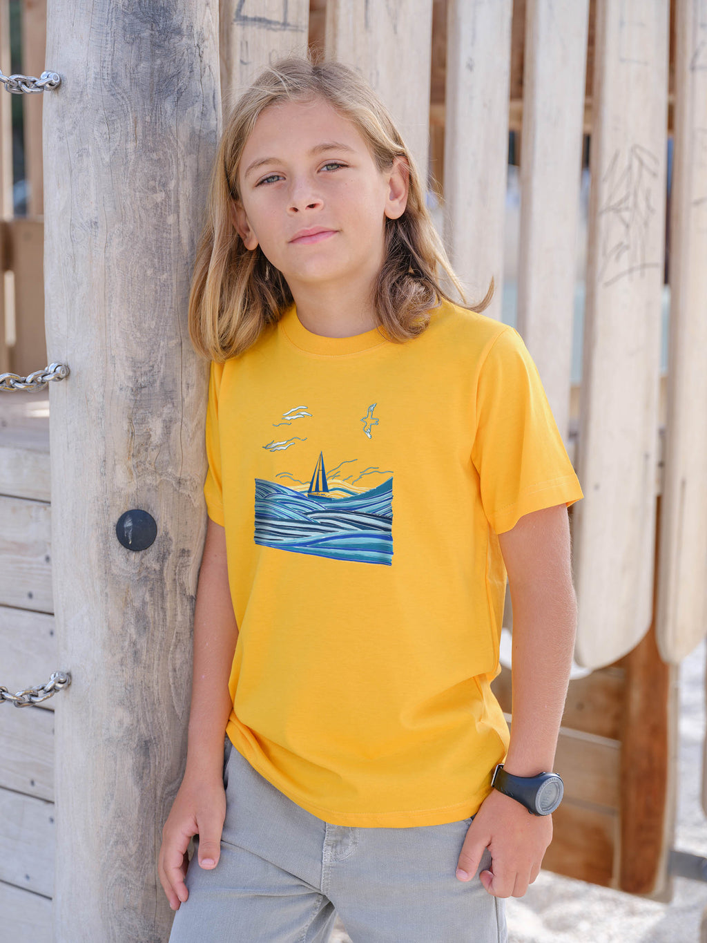 Sailboat on Blue Waves - T-Shirts