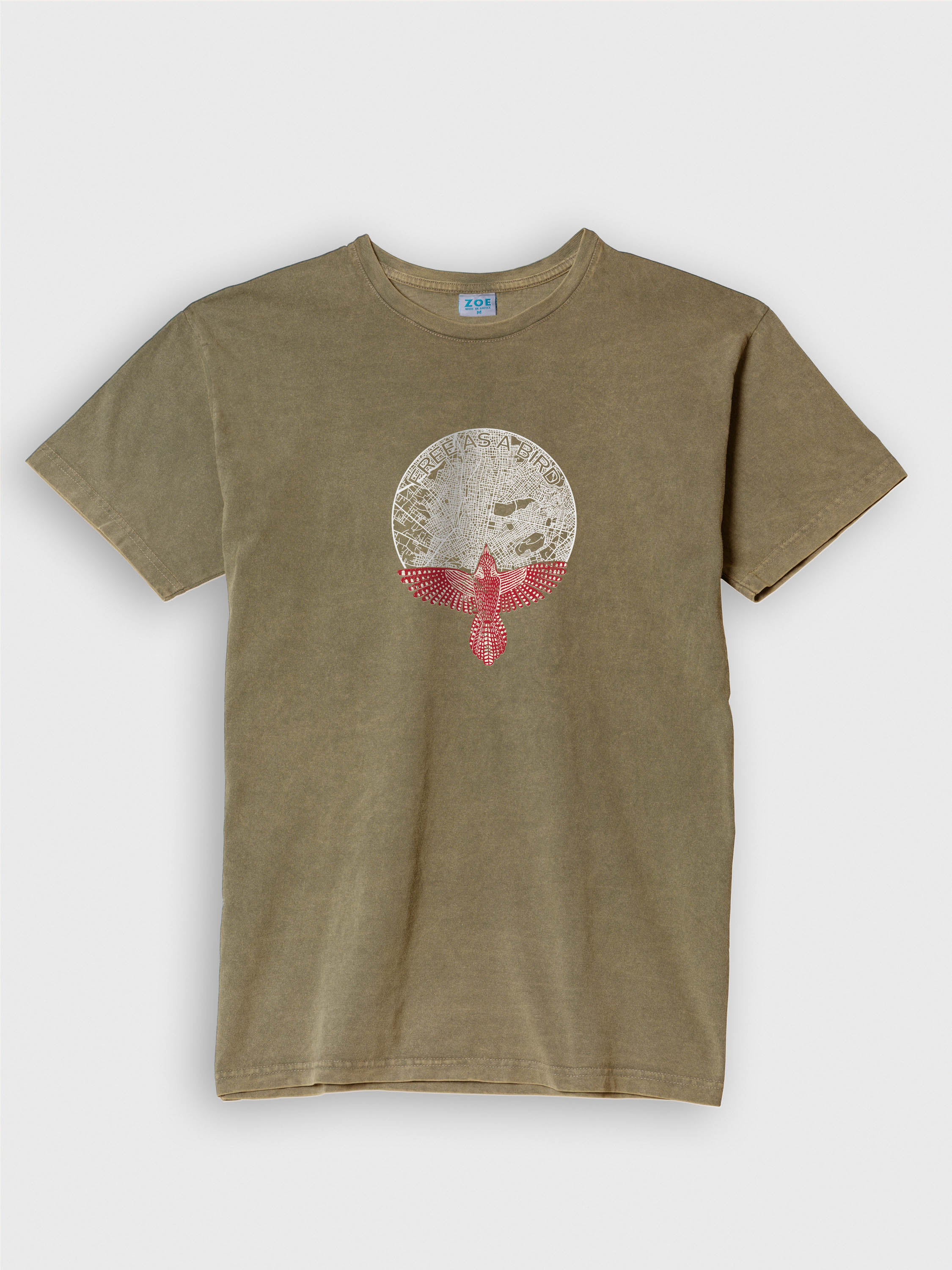 Κόκκινο Πουλί Λαϊκό Καλλιτεχνικό Σχέδιο - Μπλούζες Πετροπλυμένες