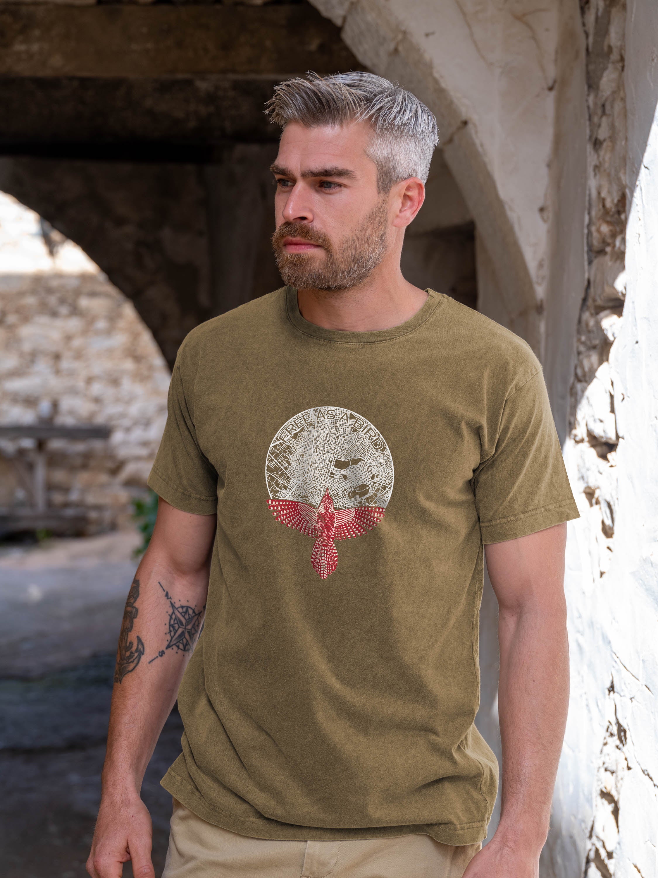 Κόκκινο Πουλί Λαϊκό Καλλιτεχνικό Σχέδιο - Μπλούζες Πετροπλυμένες