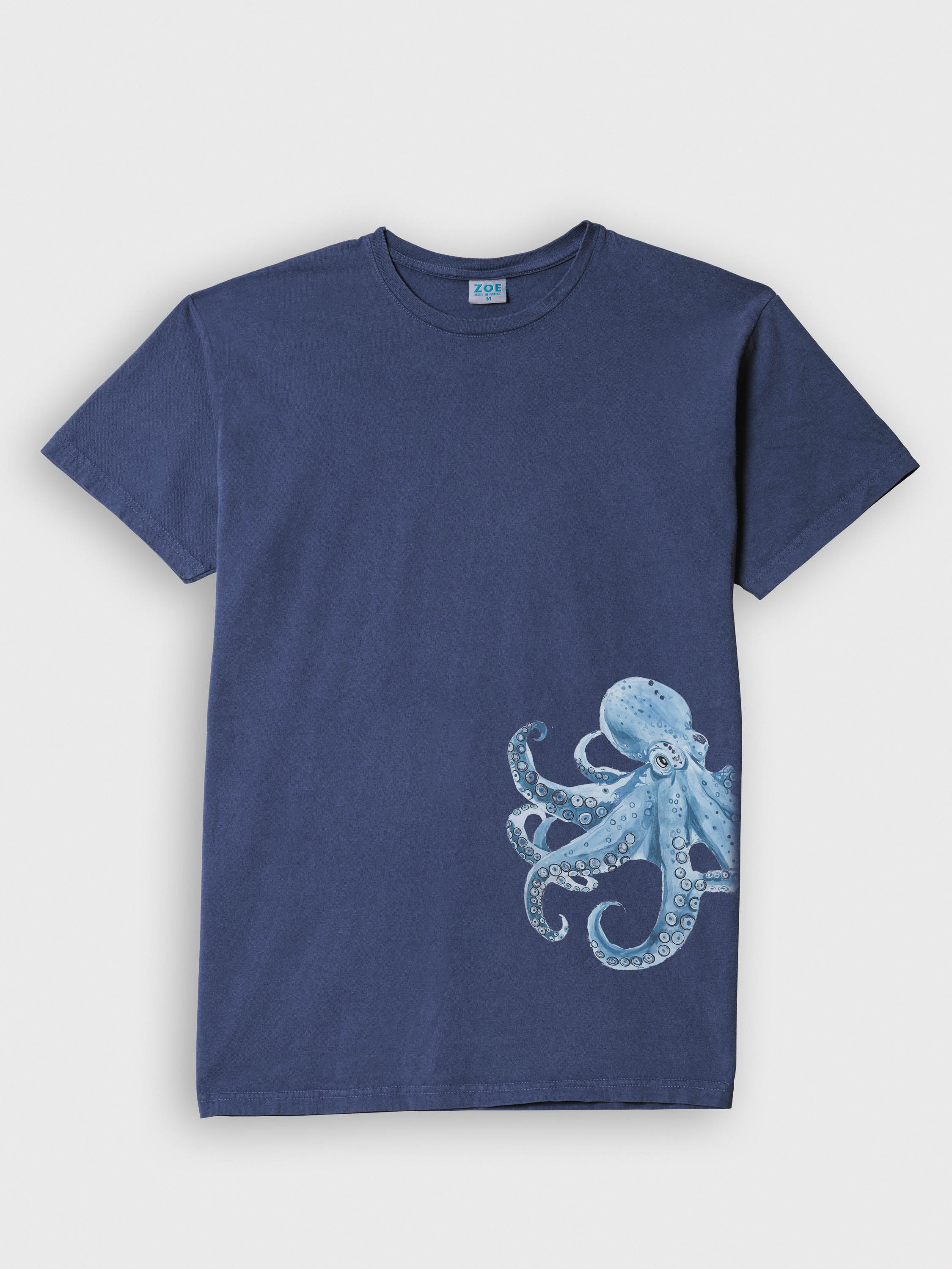 Μπλε Χταπόδι Υδατογραφία - Μπλούζες Πετροπλυμένες