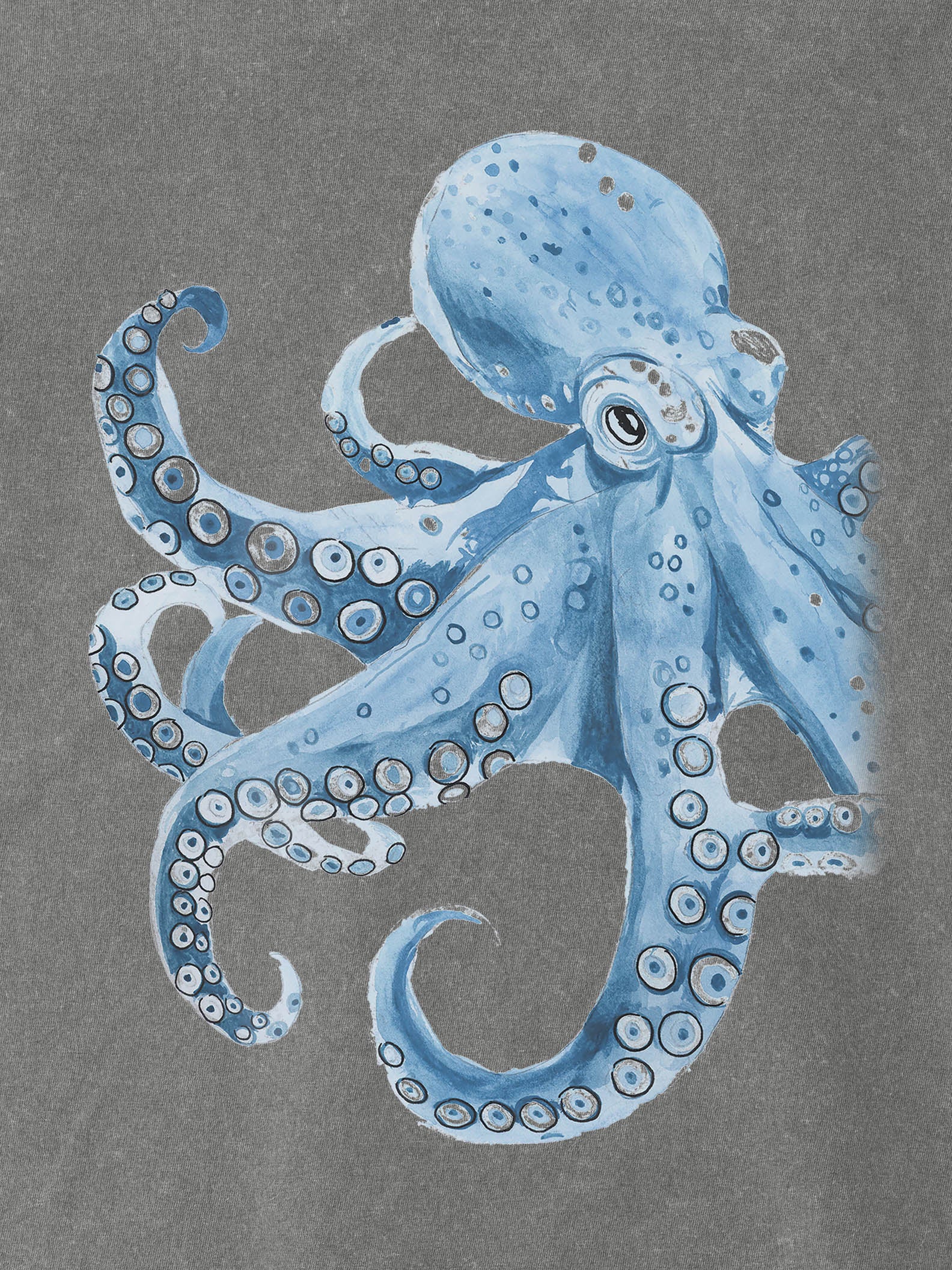 Μπλε Χταπόδι Υδατογραφία - Μπλούζες Πετροπλυμένες