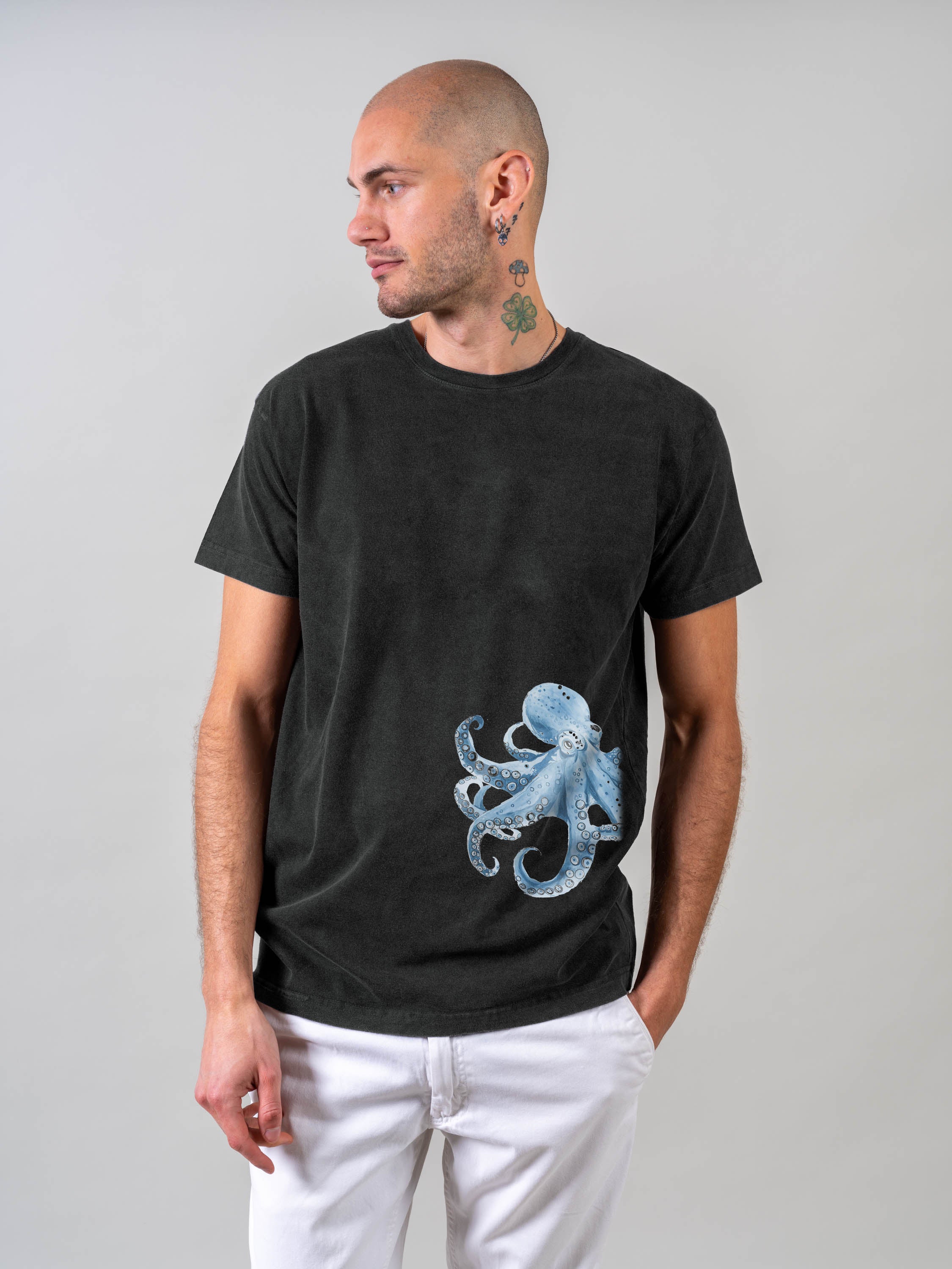 Μπλε Χταπόδι Υδατογραφία - Μπλούζες Πετροπλυμένες