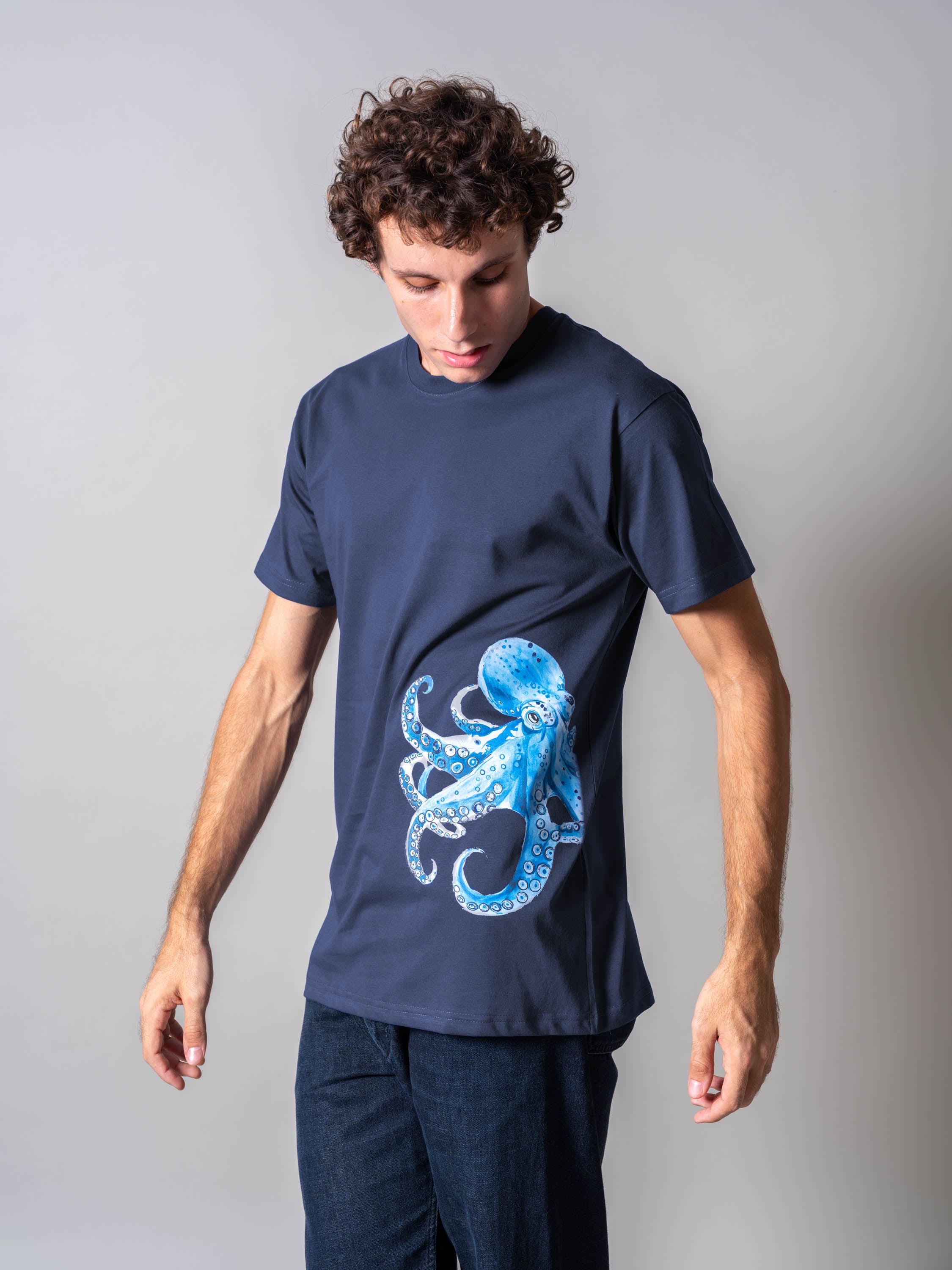 Μπλε Χταπόδι Υδατογραφία - Μπλούζες