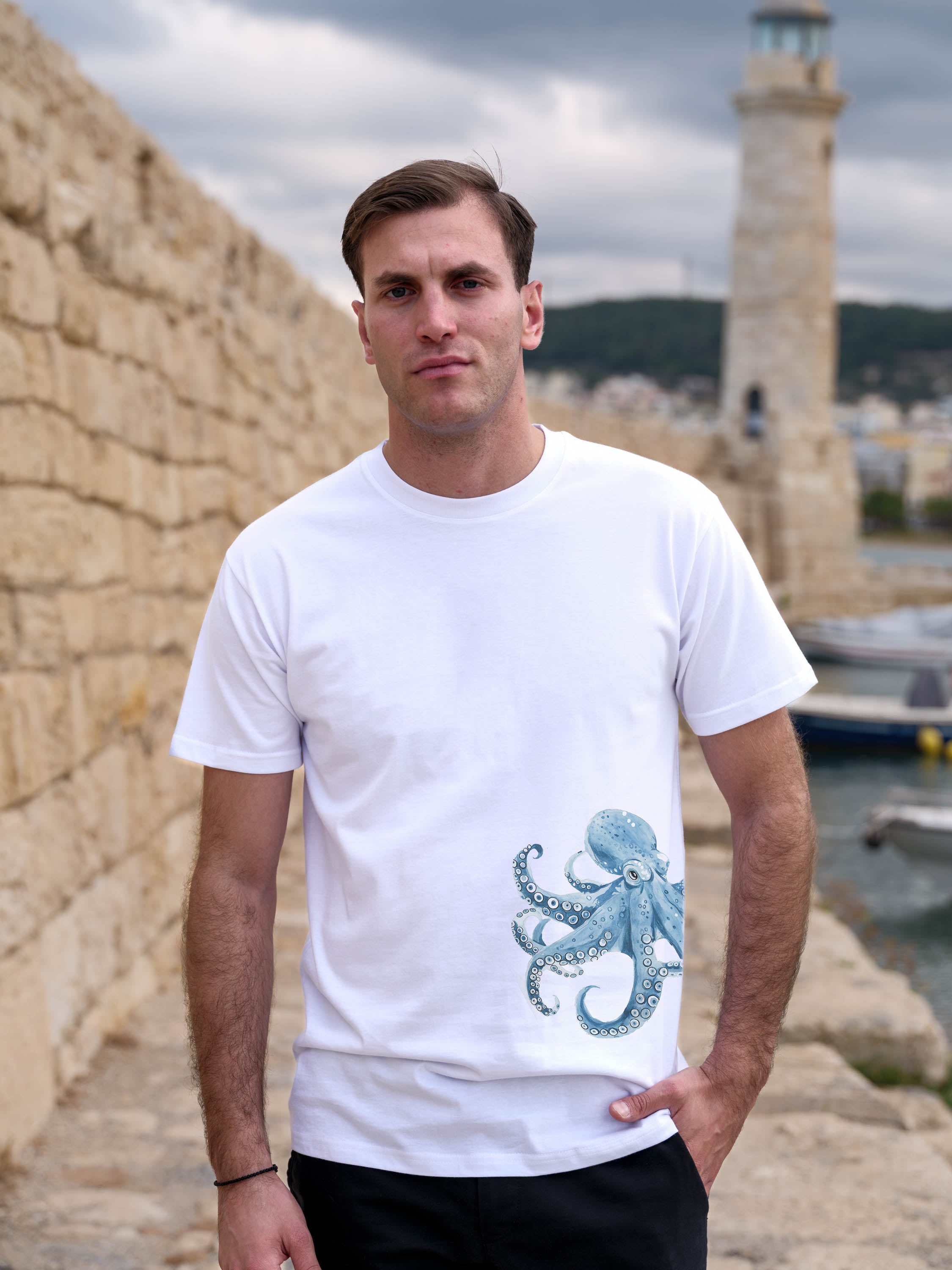 Μπλε Χταπόδι Υδατογραφία - Μπλούζες