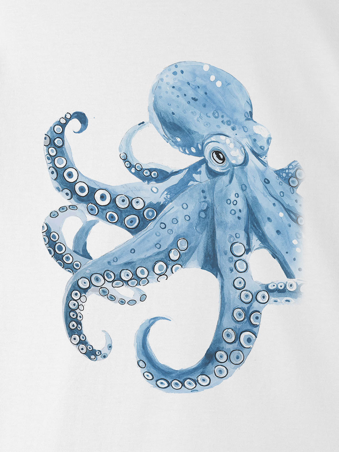 Μπλε Χταπόδι Υδατογραφία - Μπλούζες
