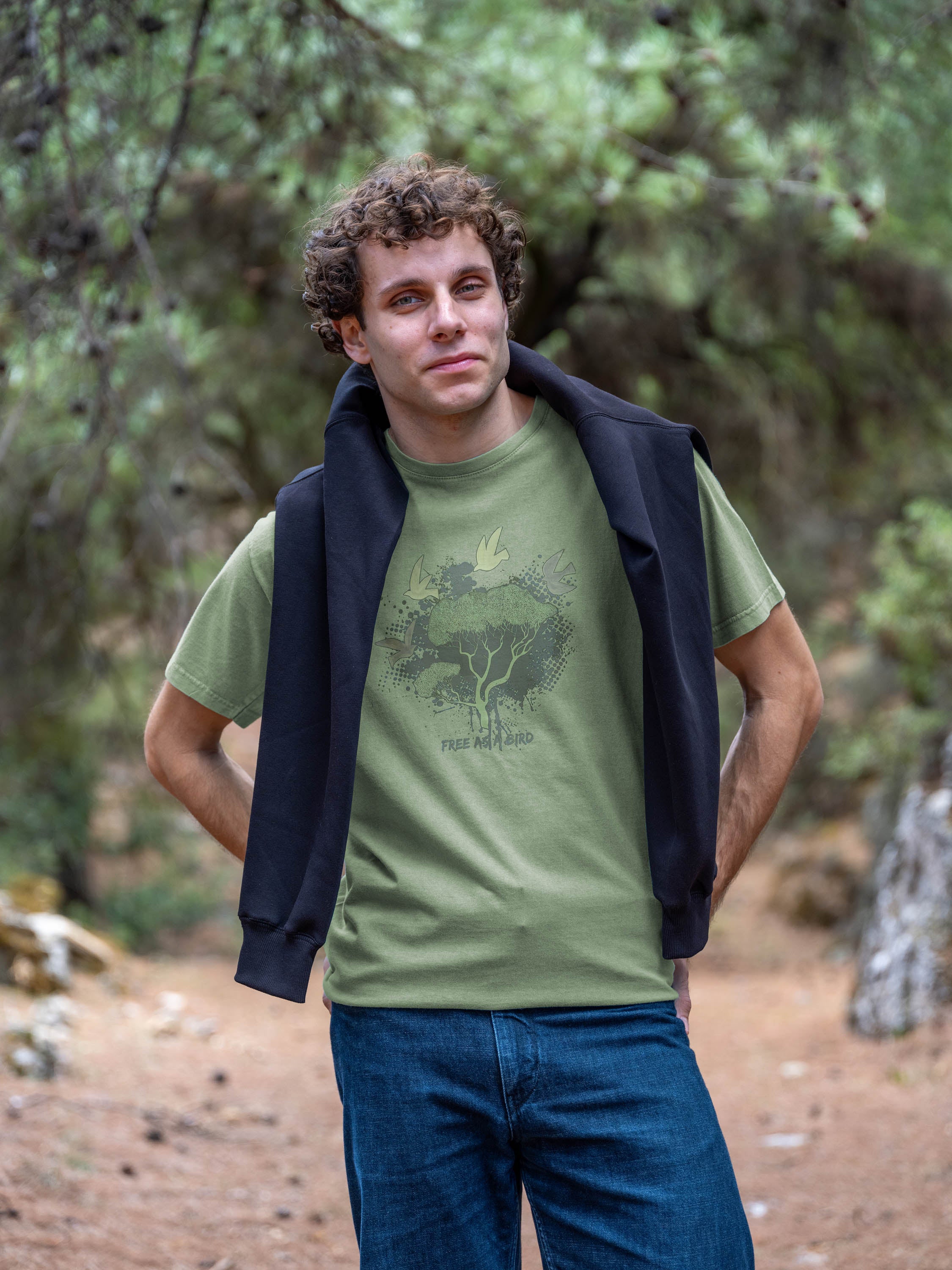 “Free as a Bird” Σχέδιο Δέντρο - Μπλούζες Πετροπλυμένες
