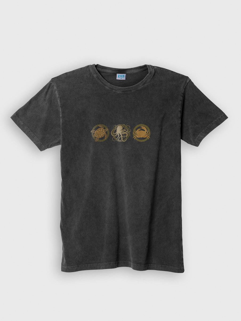 Abstract Sea Turtle Panel Print - Stonewashed T-Shirts