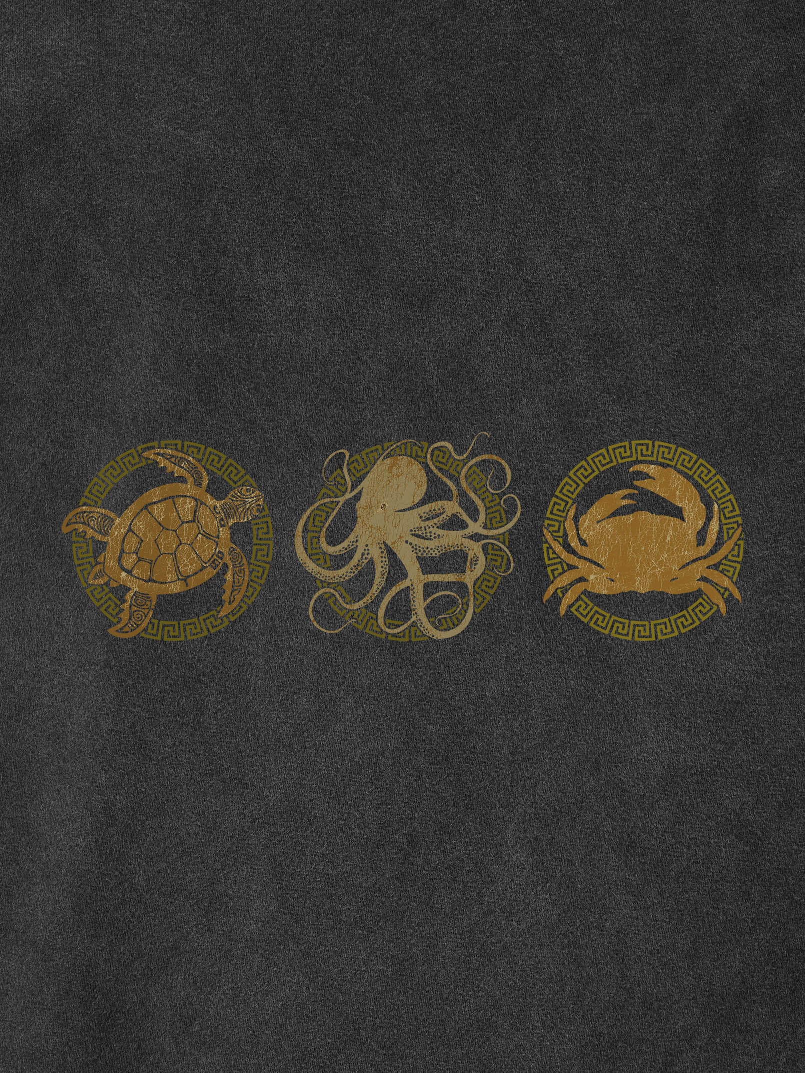 Abstract Sea Turtle Panel Print - Stonewashed T-Shirts