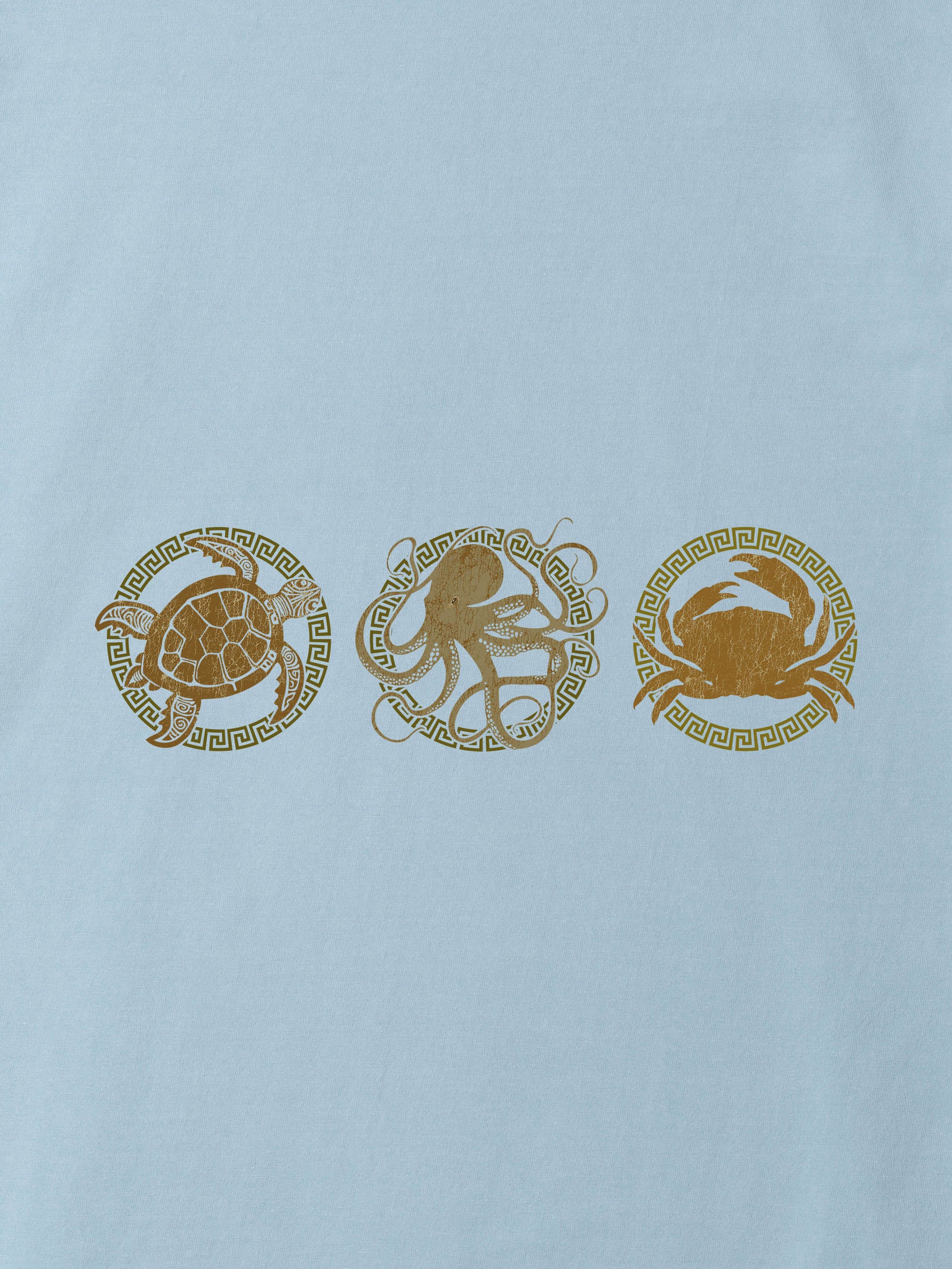 Abstract Sea Turtle Panel Print - Stonewashed T-Shirts