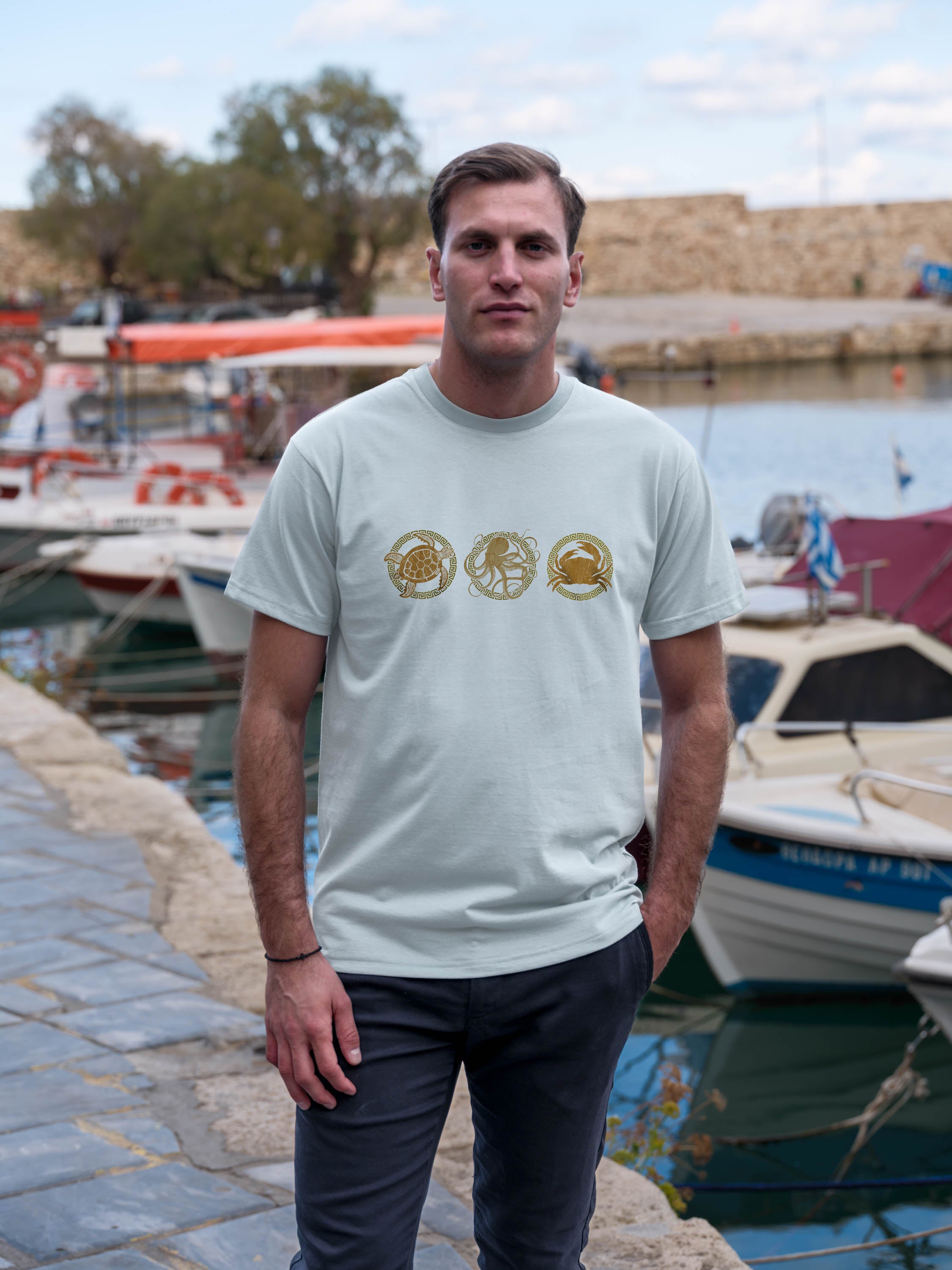 Abstract Sea Turtle Panel Print - Stonewashed T-Shirts