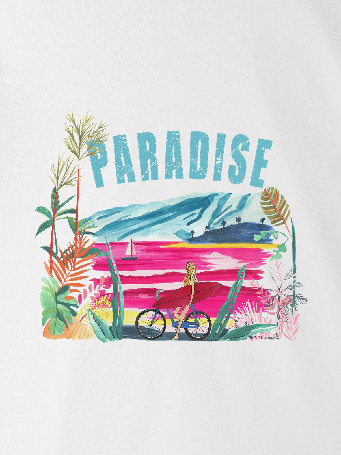 PARADISE Beach Bicycle & Palms - T-Shirts