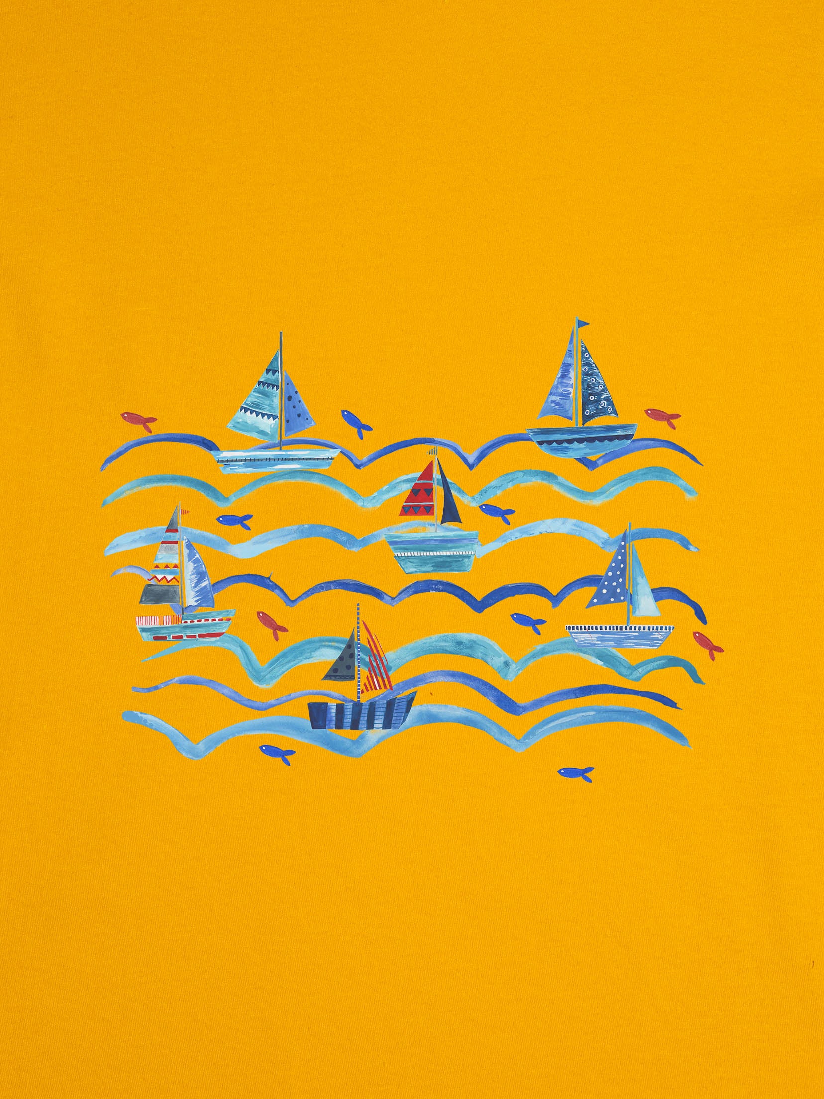 Ιστιοπλοϊκό & Ψάρια σε Μοτίβο Κυμάτων - Μπλούζες