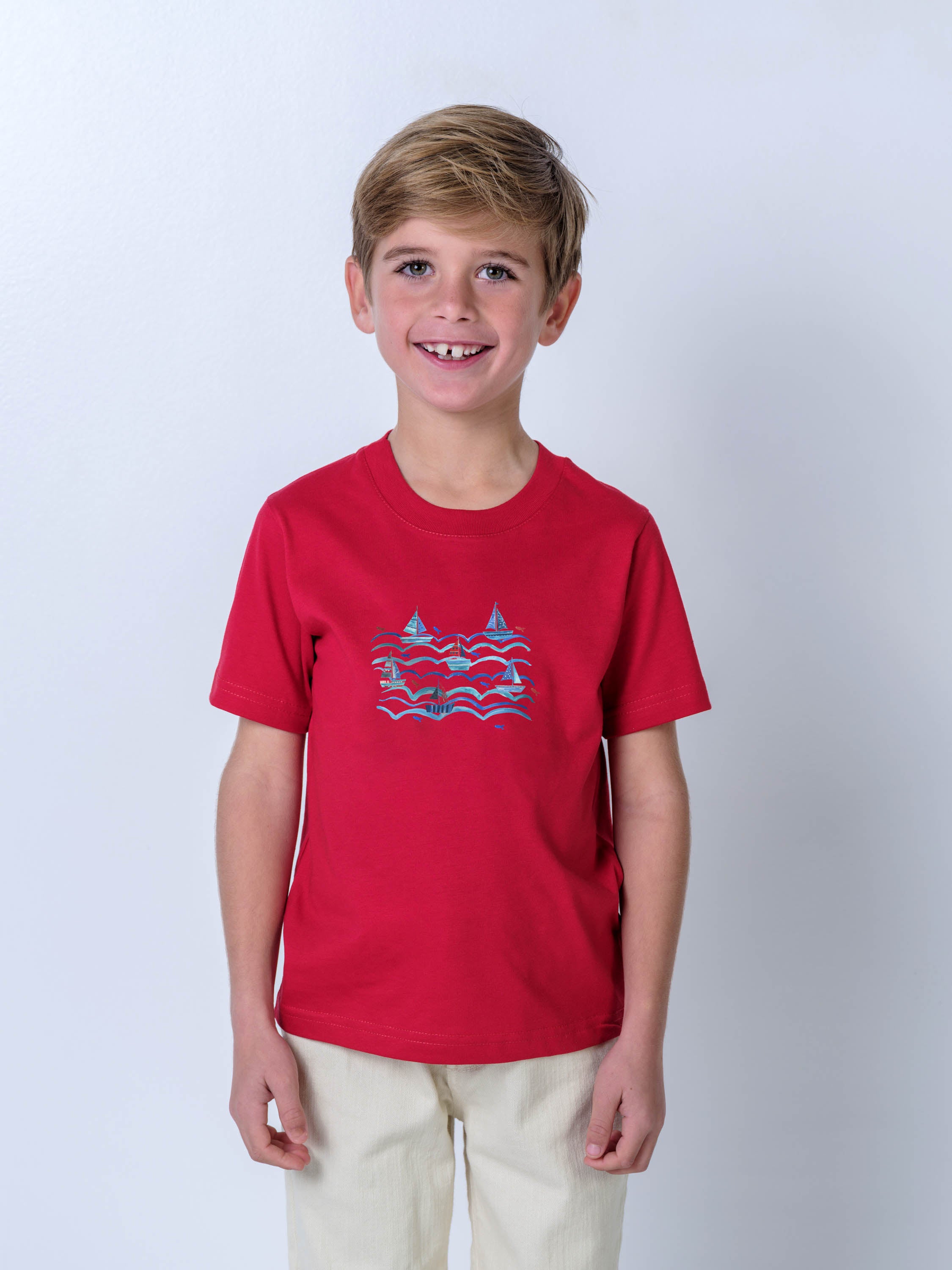 Ιστιοπλοϊκό & Ψάρια σε Μοτίβο Κυμάτων - Μπλούζες