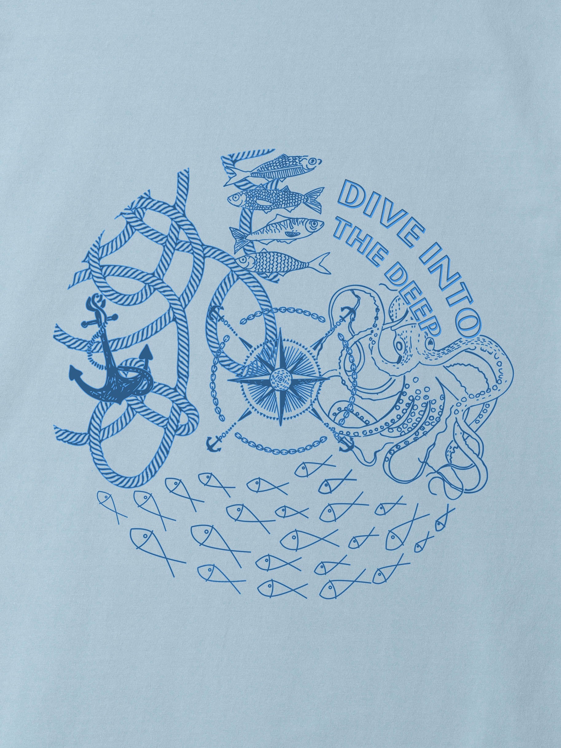 Vintage Ναυτικός Χάρτης & Πυξίδα - Μπλούζες Πετροπλυμένες