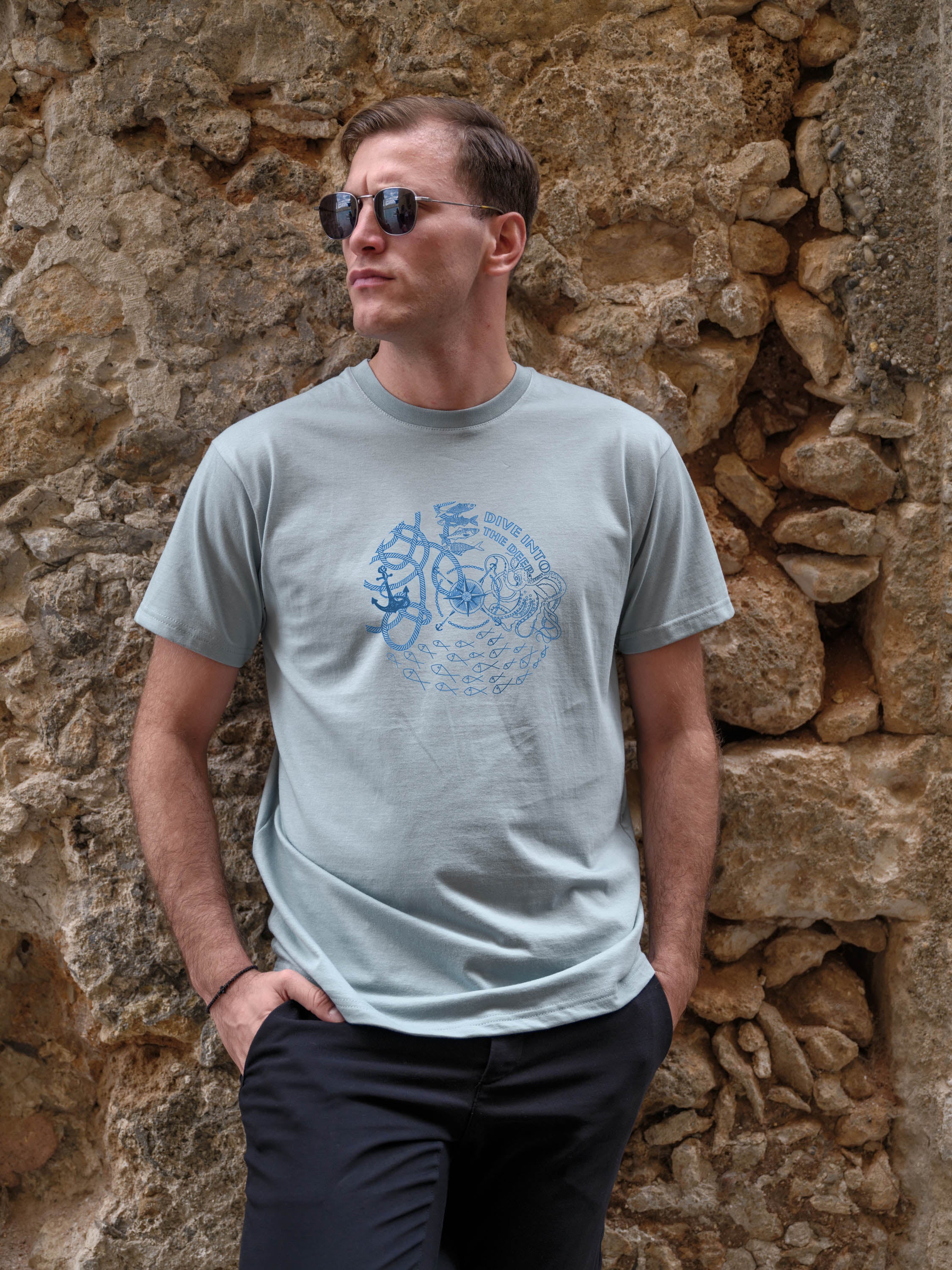 Vintage Nautical Map & Compass - Stonewashed T-Shirts