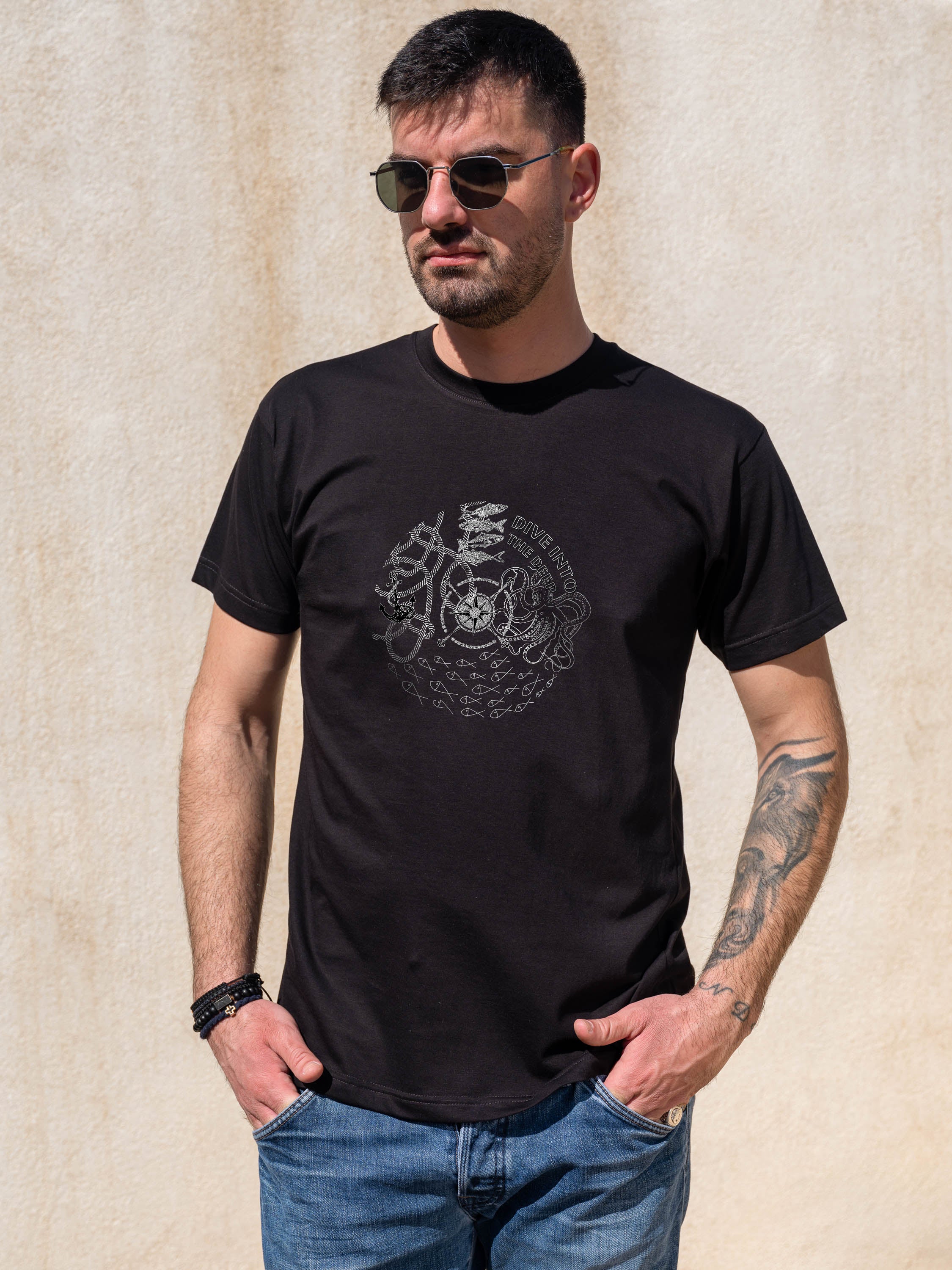 Vintage Nautical Map & Compass - T-Shirts