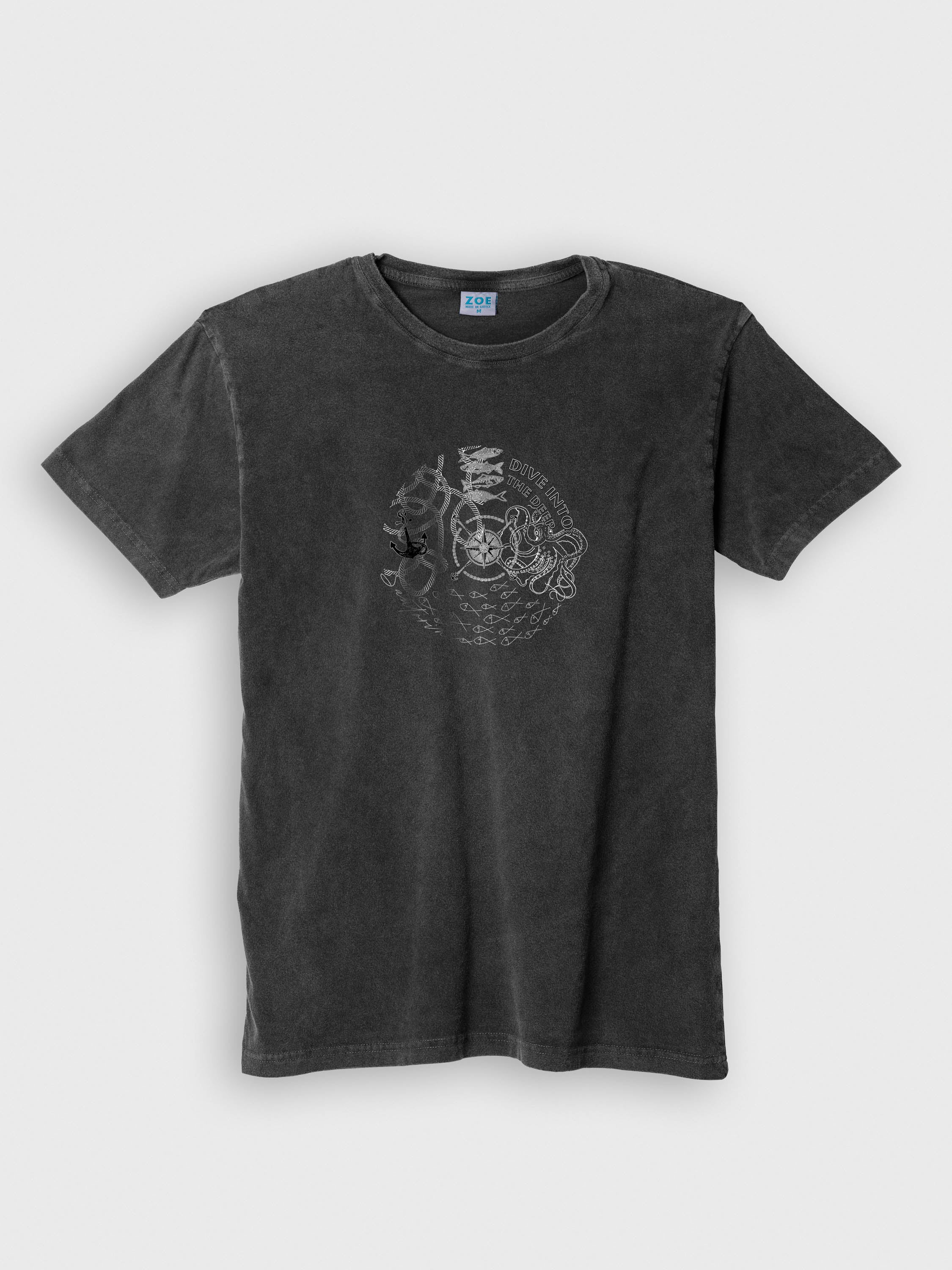 Vintage Ναυτικός Χάρτης & Πυξίδα - Μπλούζες Πετροπλυμένες