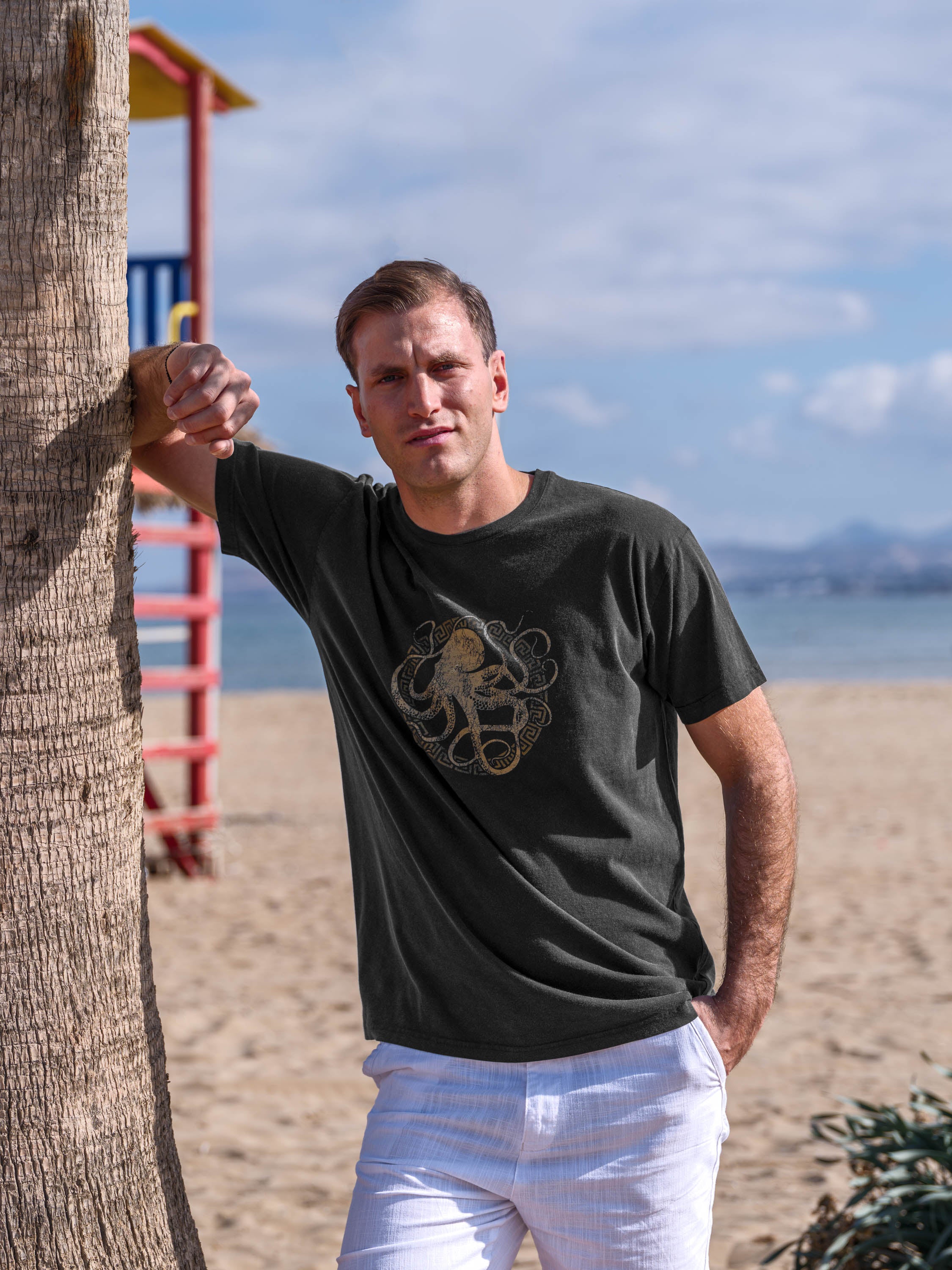 Minimal Σχέδιο Περιγράμματος Χταποδιού - Μπλούζες Πετροπλυμένες