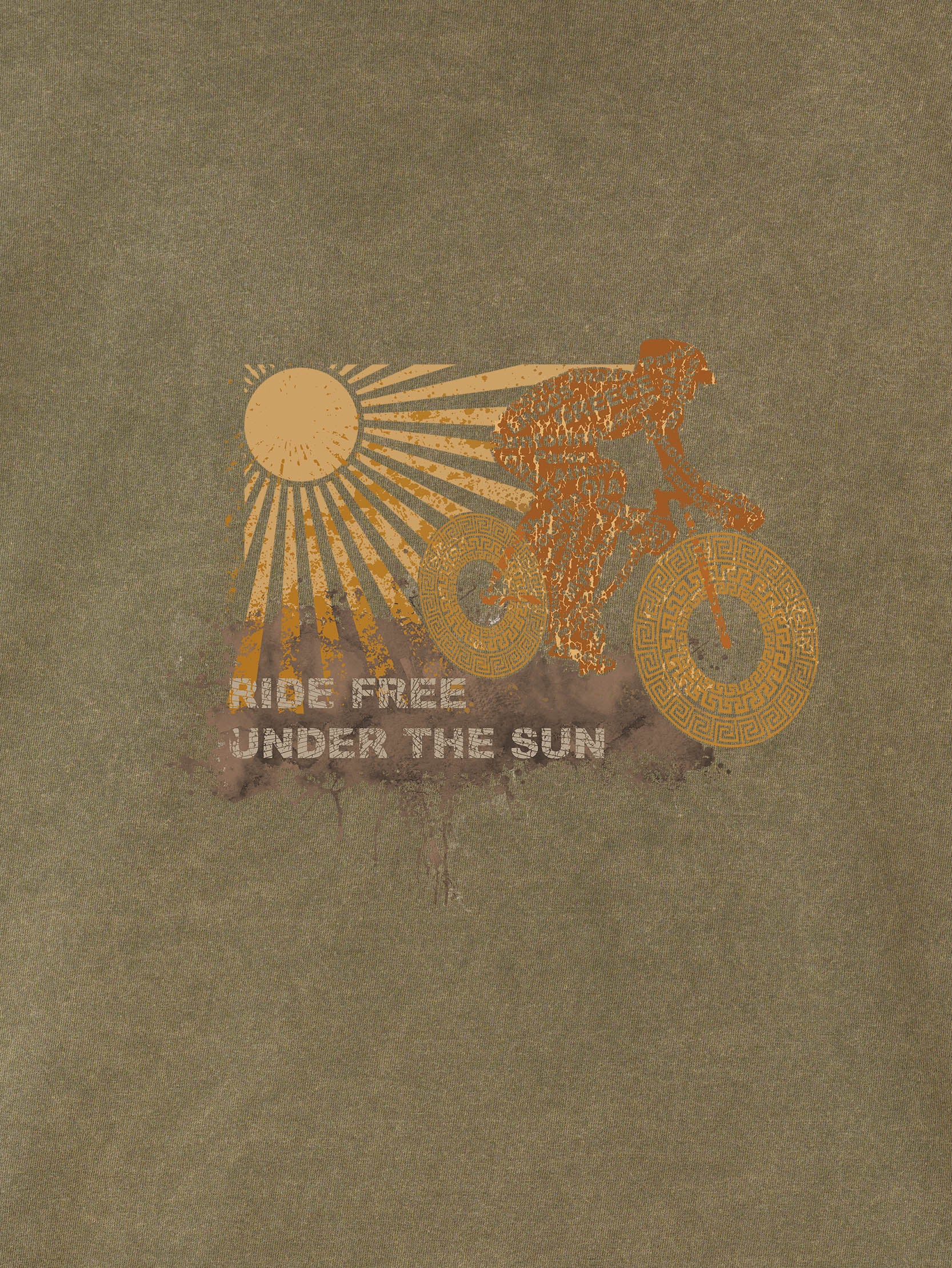 “Ride Free Under the Sun” Σχέδιο Ποδήλατο - Μπλούζες Πετροπλυμένες