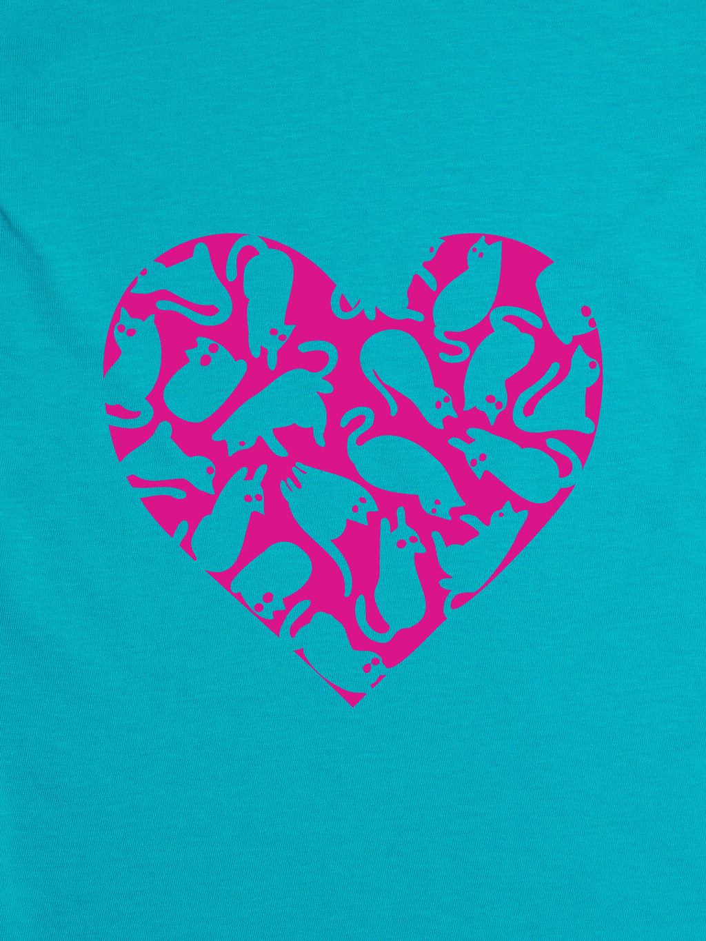 Pink Fish Heart Pattern - T-Shirts