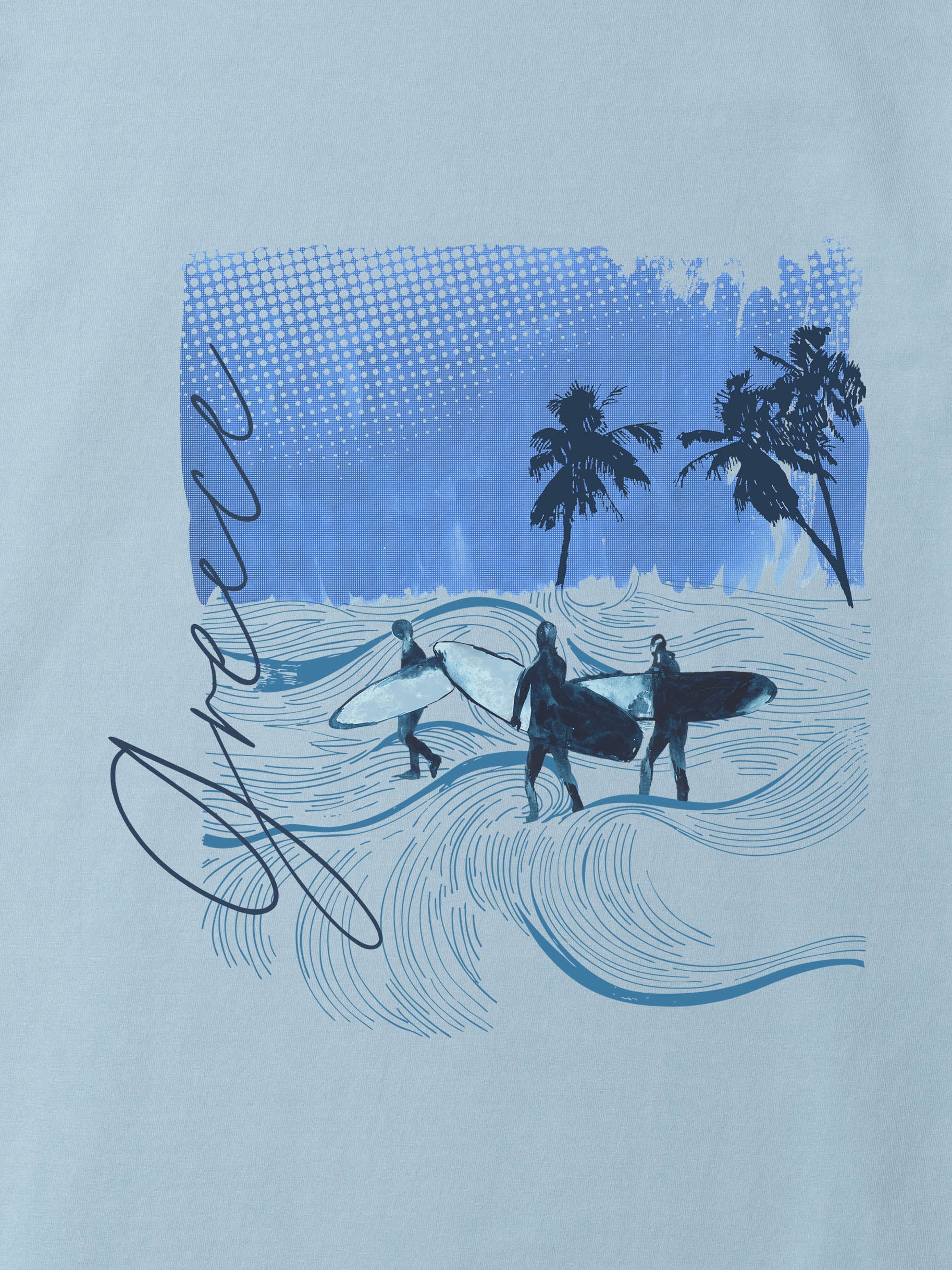 Μπλε Τροπική Surf Σκηνή - Μπλούζες Πετροπλυμένες