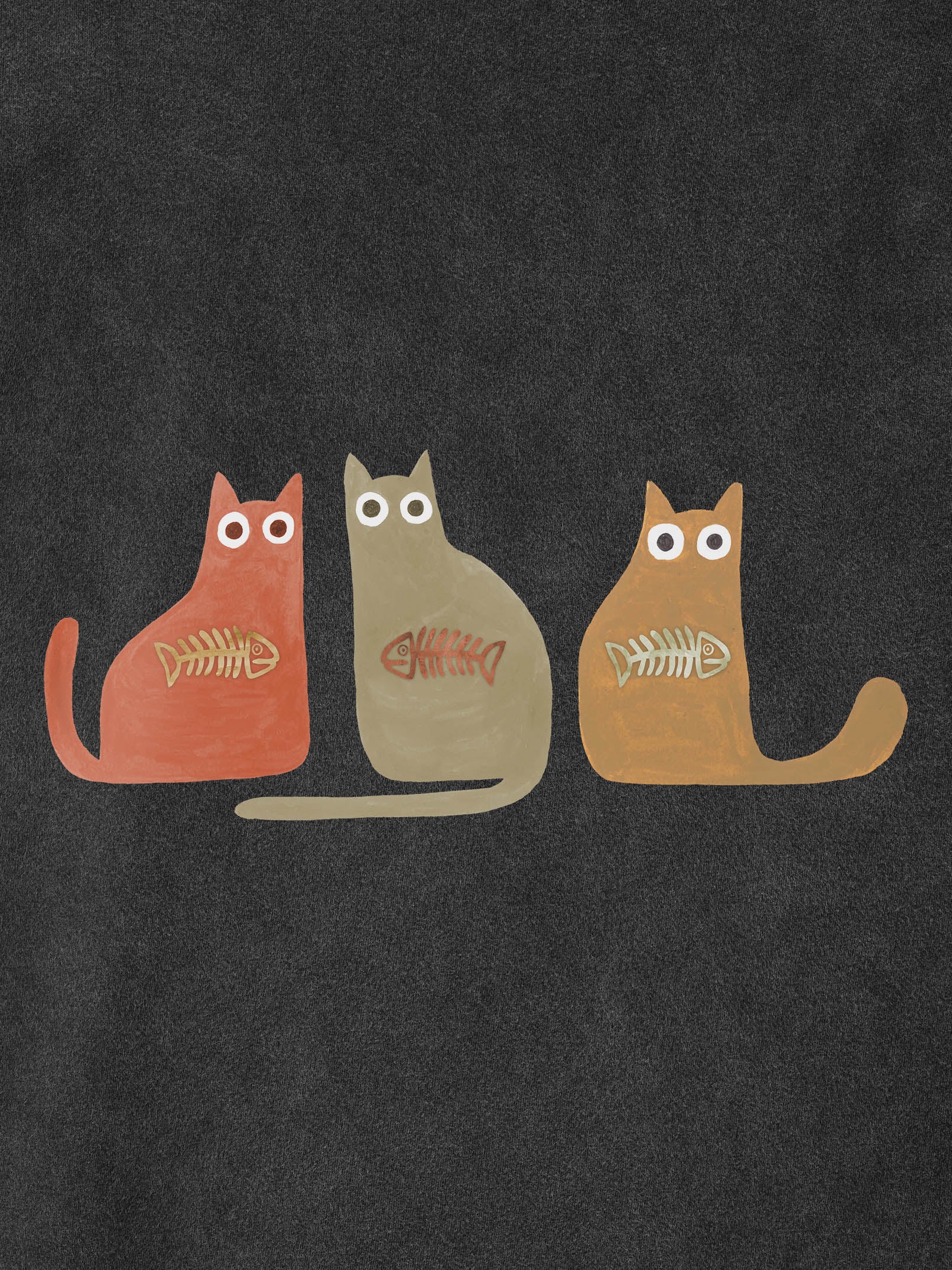 Σχέδιο Τριάδα “Fish Bones” Χαρακτήρες - Μπλούζες Πετροπλυμένες