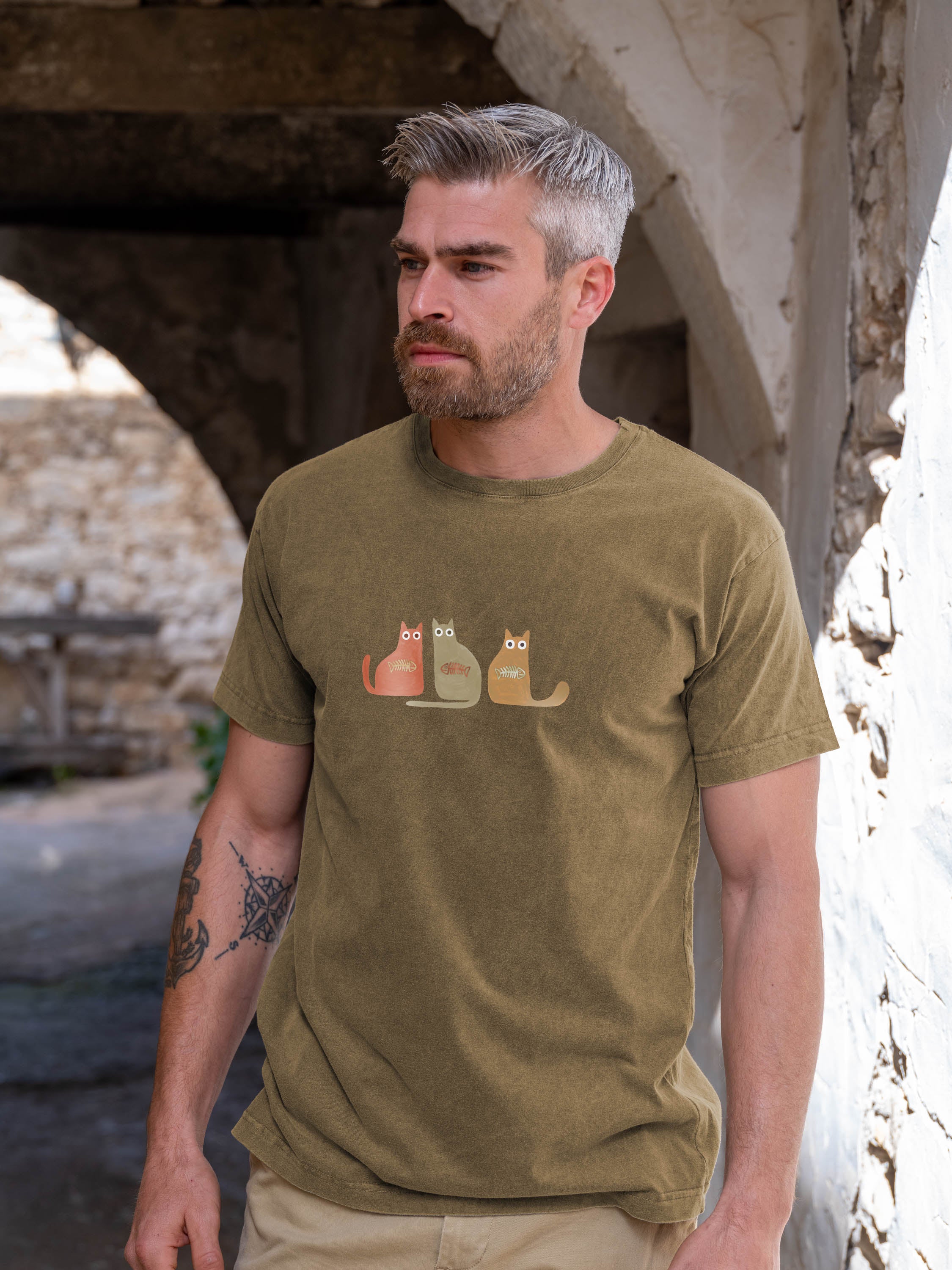 Σχέδιο Τριάδα “Fish Bones” Χαρακτήρες - Μπλούζες Πετροπλυμένες