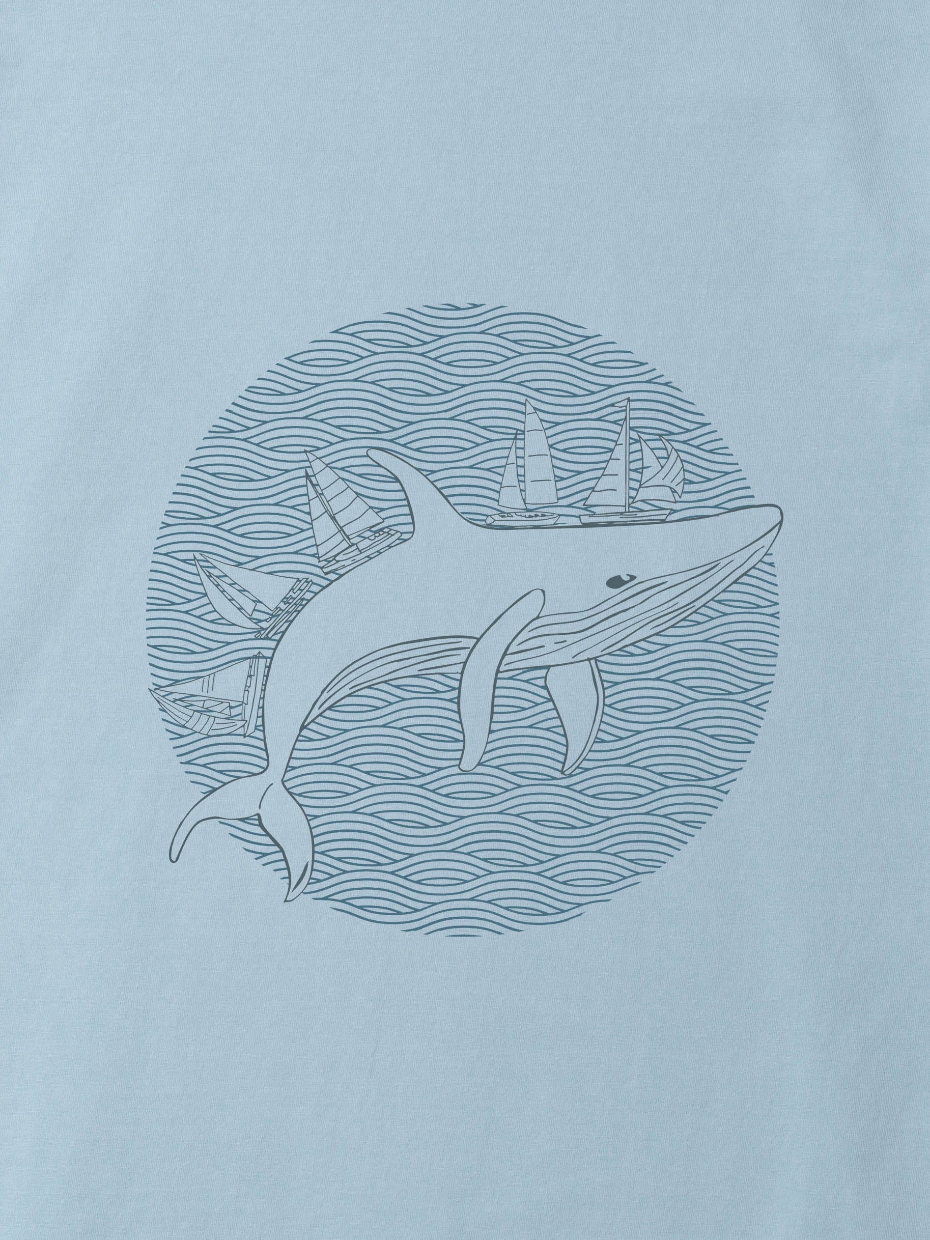 Vintage Ναυτικό Σχέδιο Φάλαινας Σιλουέτα - Μπλούζες Πετροπλυμένες
