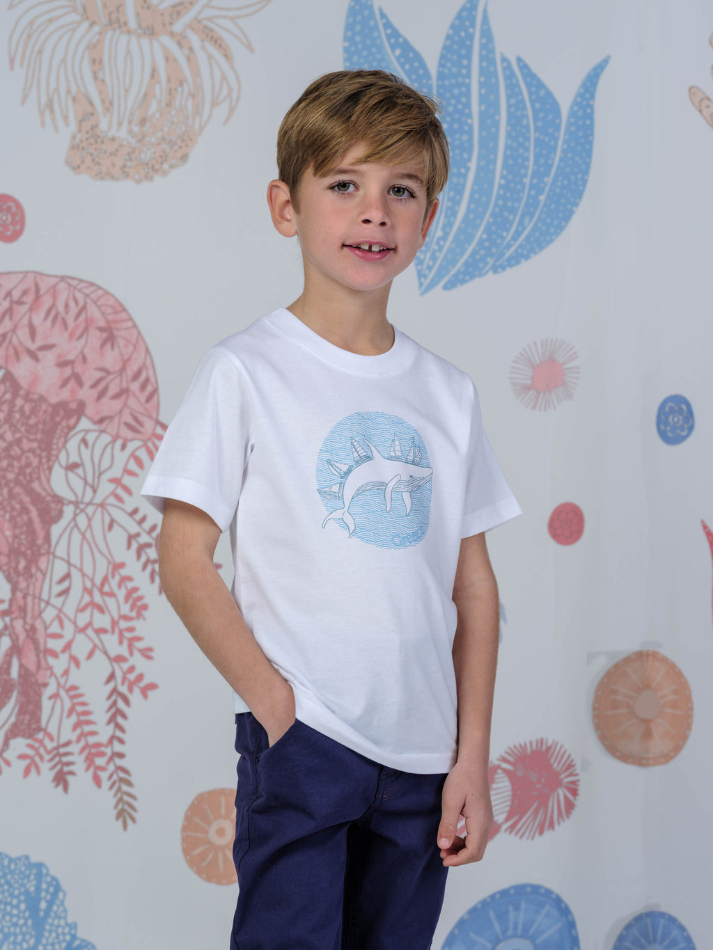 Whale & Sailboats Stencil - T-Shirts