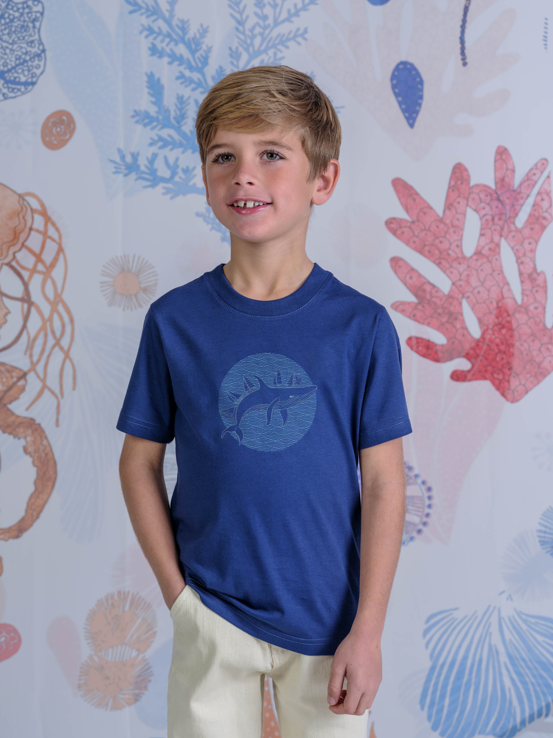 Σχέδιο Φάλαινας με Ιστιοπλοϊκά (Stencil) - Μπλούζες