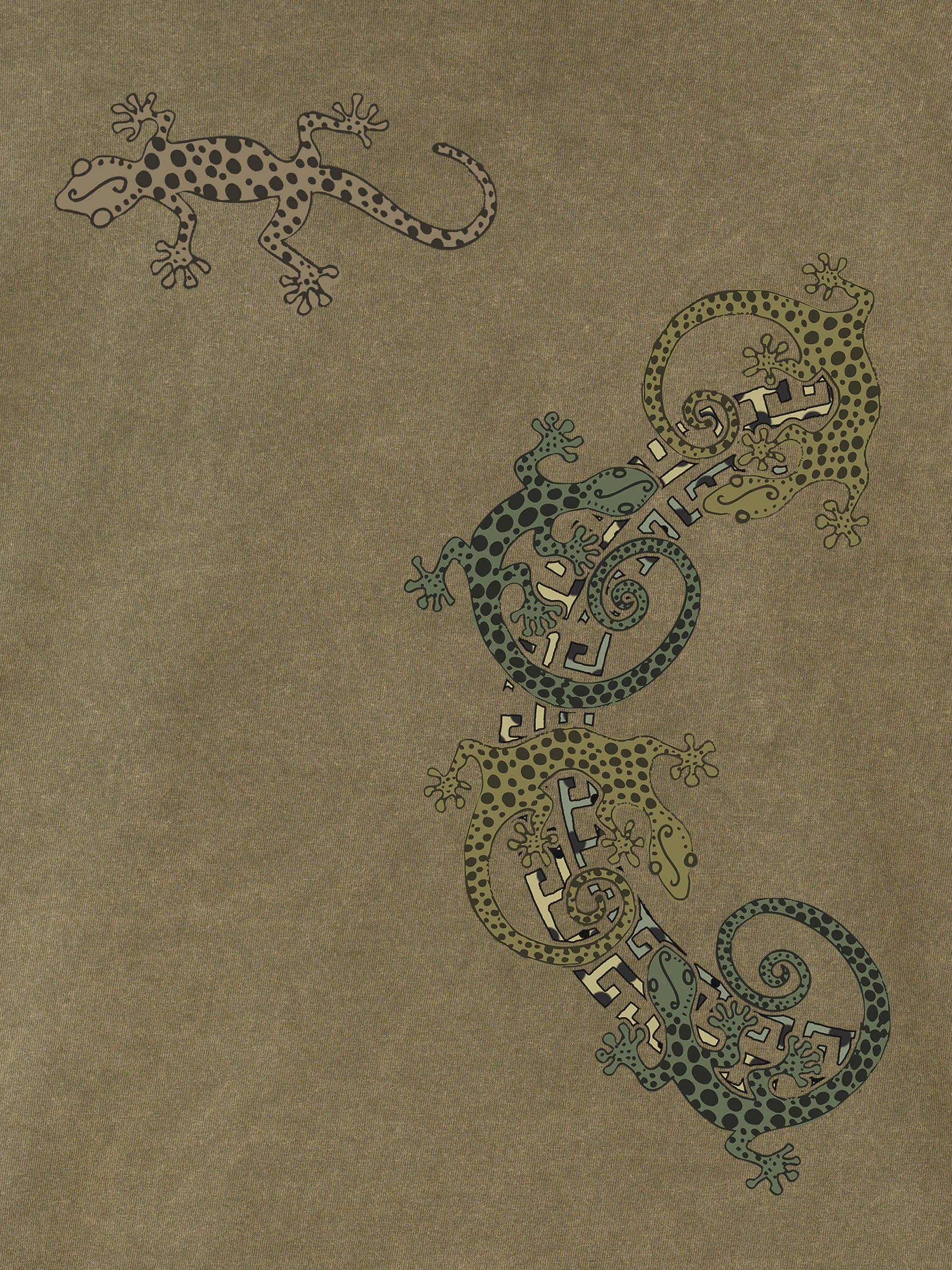 Gecko Tribal Collage - Stonewashed T-Shirts
