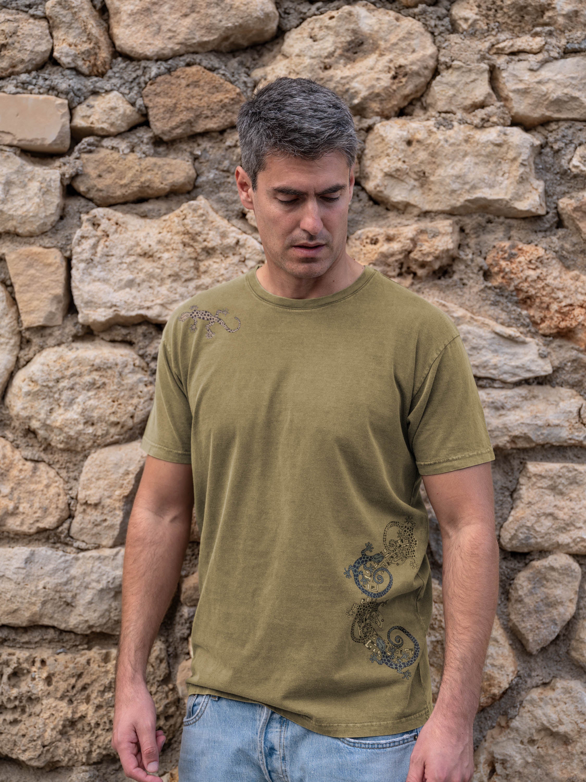 Tribal Κολάζ Σχέδιο Σαύρα - Μπλούζες Πετροπλυμένες